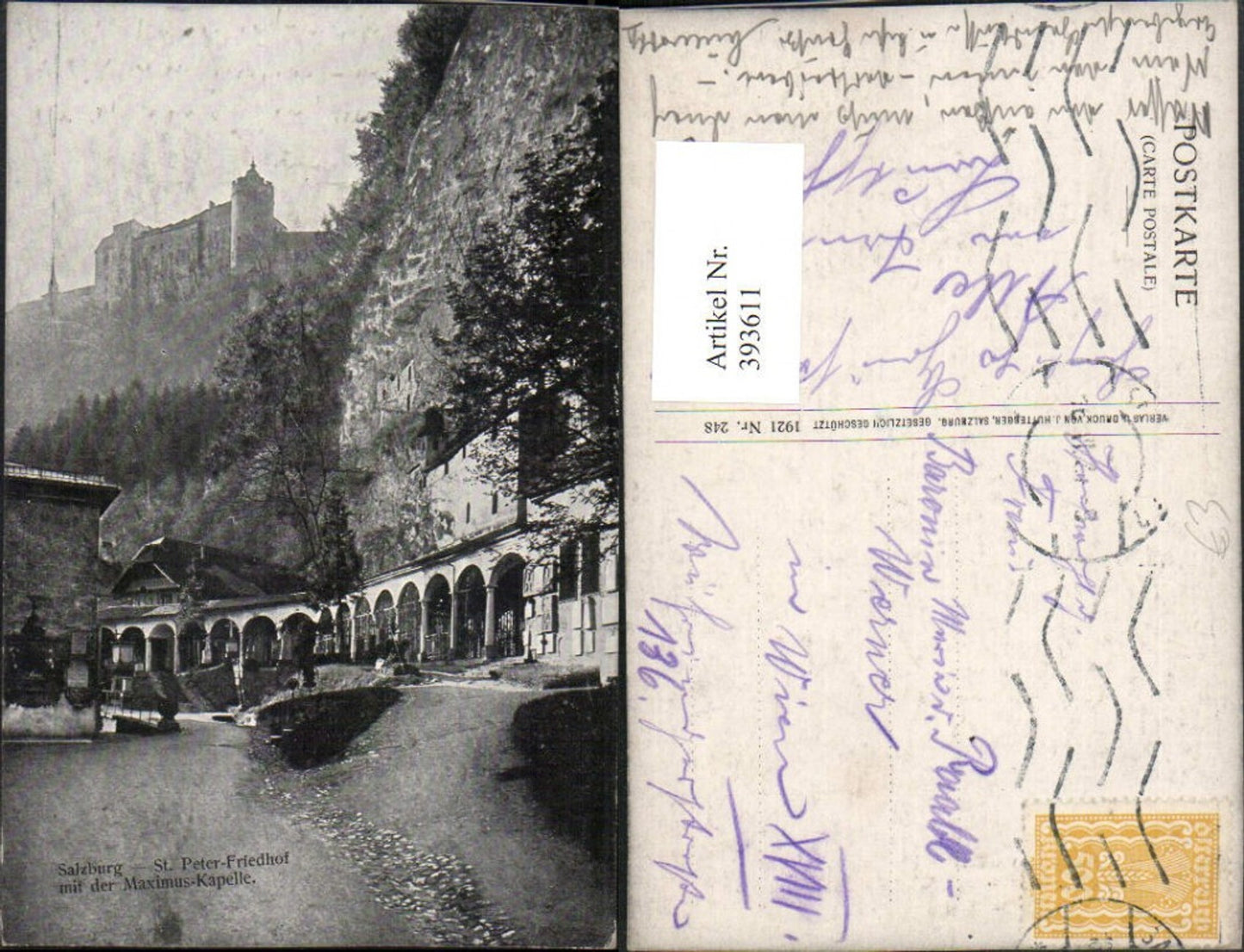 393611,Salzburg St. Peter Friedhof m. Maximus-Kapelle u. Festung