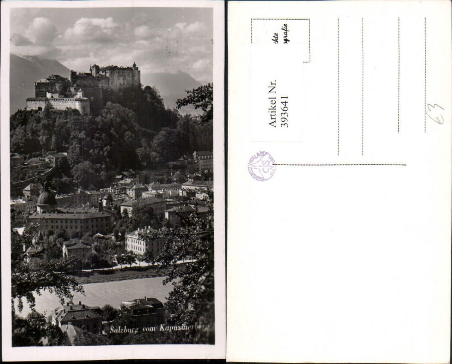 393641,Salzburg Teilansicht m. Festung vom Kapuzinerberg