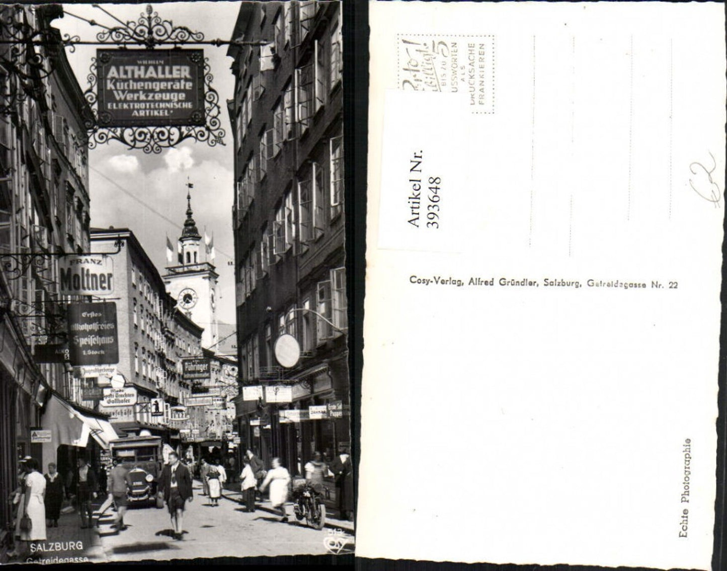 393648,Salzburg Getreidegasse Straßenansicht Althaller Moltner Pühringer