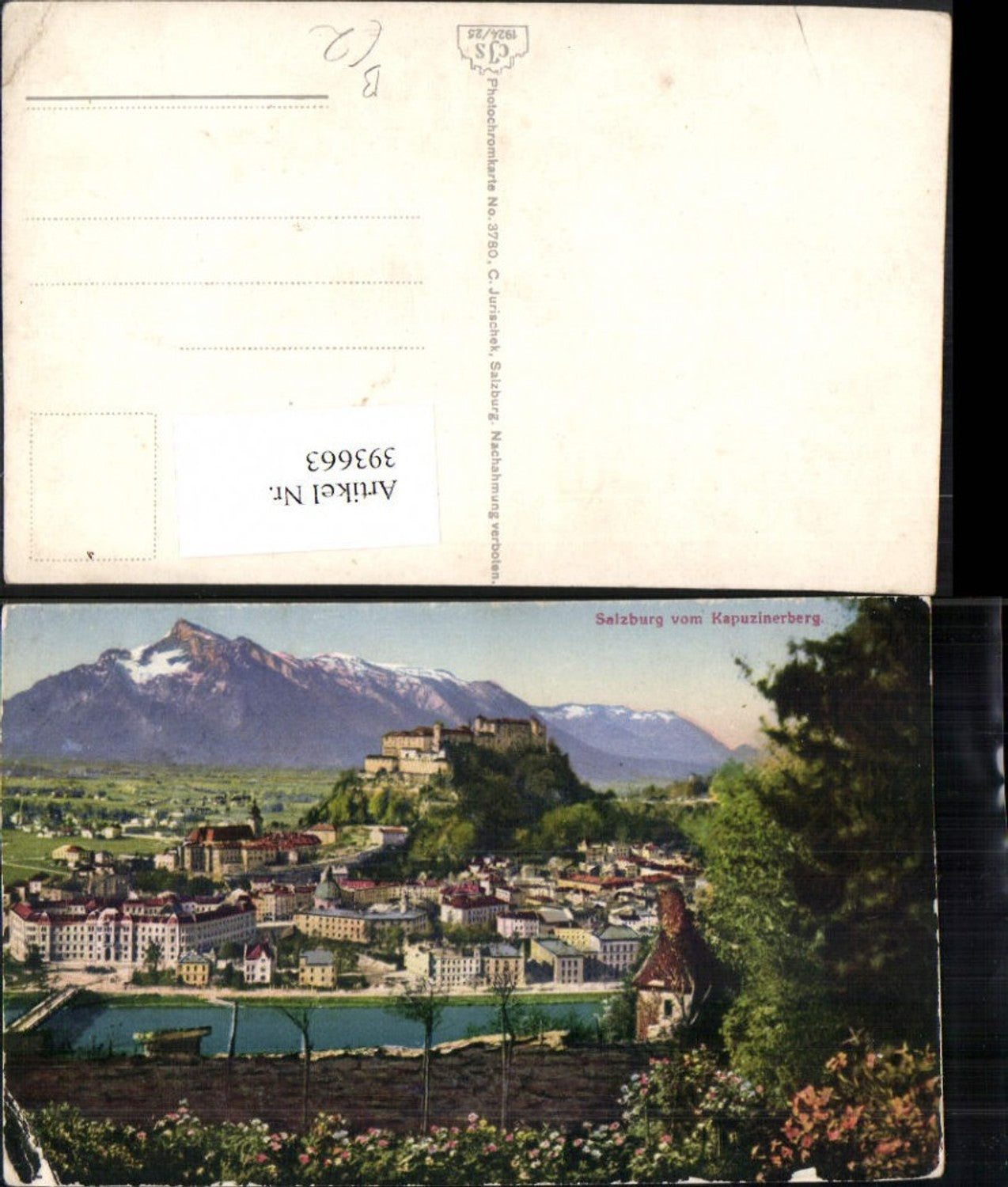 393663,Salzburg Totale m. Festung vom Kapuzinerberg Bergkulisse