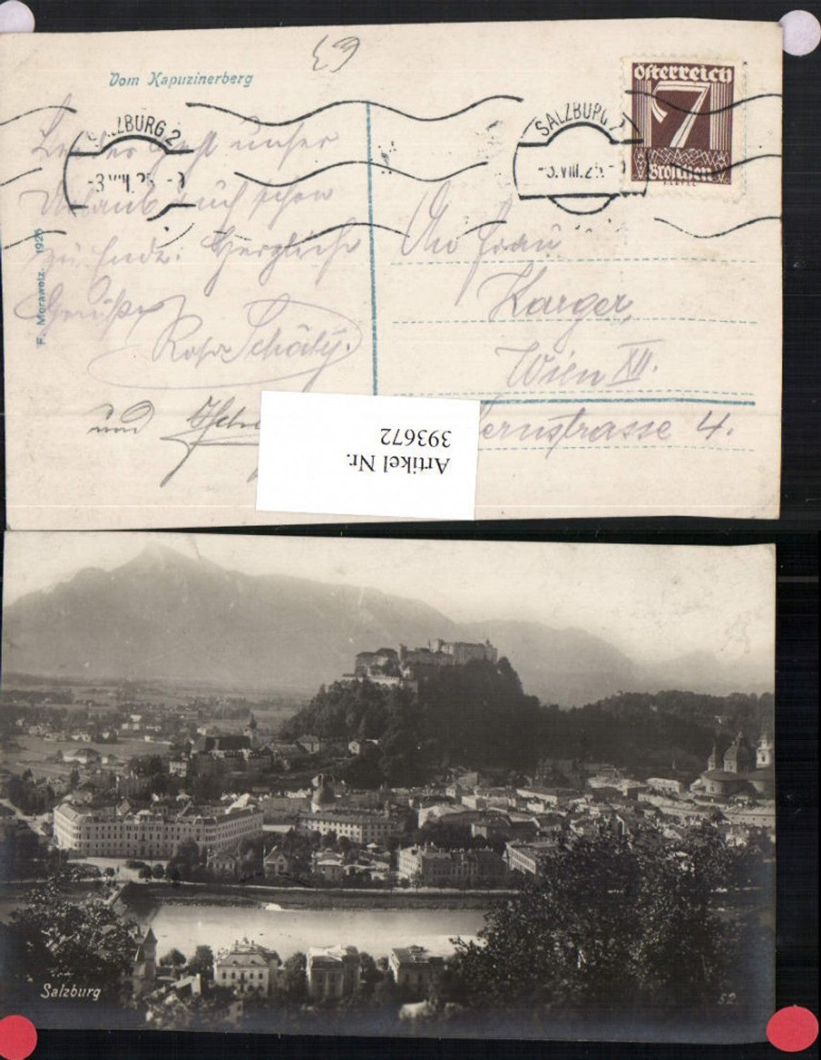 393672,Salzburg Totale m. Festung vom Kapuzinerberg Bergkulisse