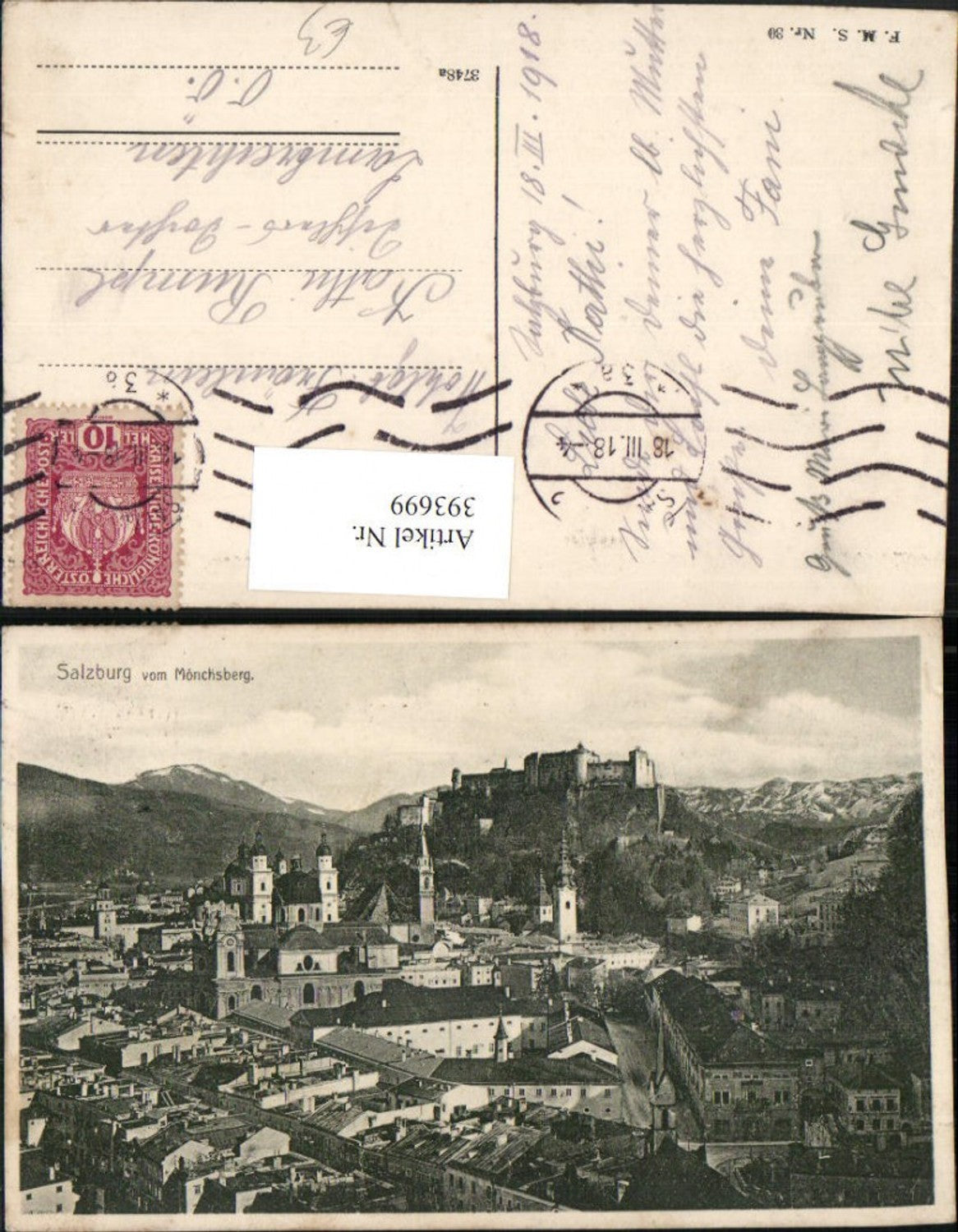 393699,Salzburg Totale m. Festung vom Mönchsberg