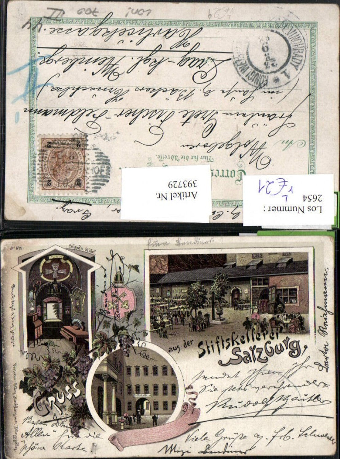 393729,Litho Gruß aus Salzburg Stiftskeller Mehrbildkarte pub Regel & Krug 695
