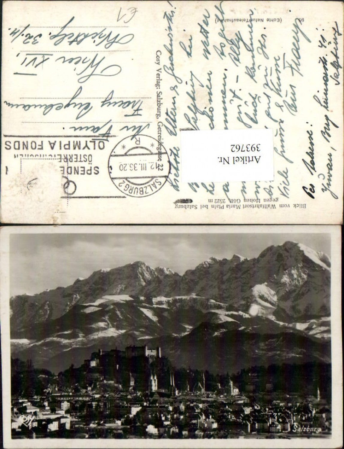 393762,Salzburg Totale m. Festung von Maria Plain Bergkulisse pub Cosy