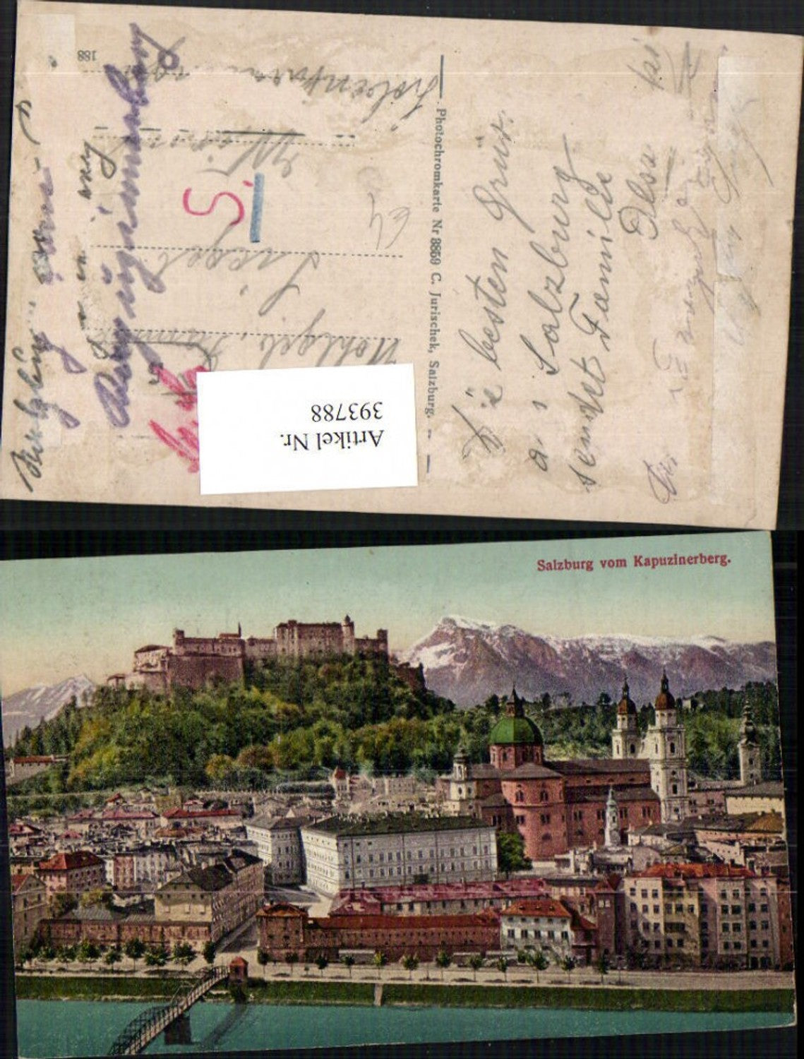 393788,Salzburg Teilansicht m. Festung vom Kapuzinerberg Bergkulisse