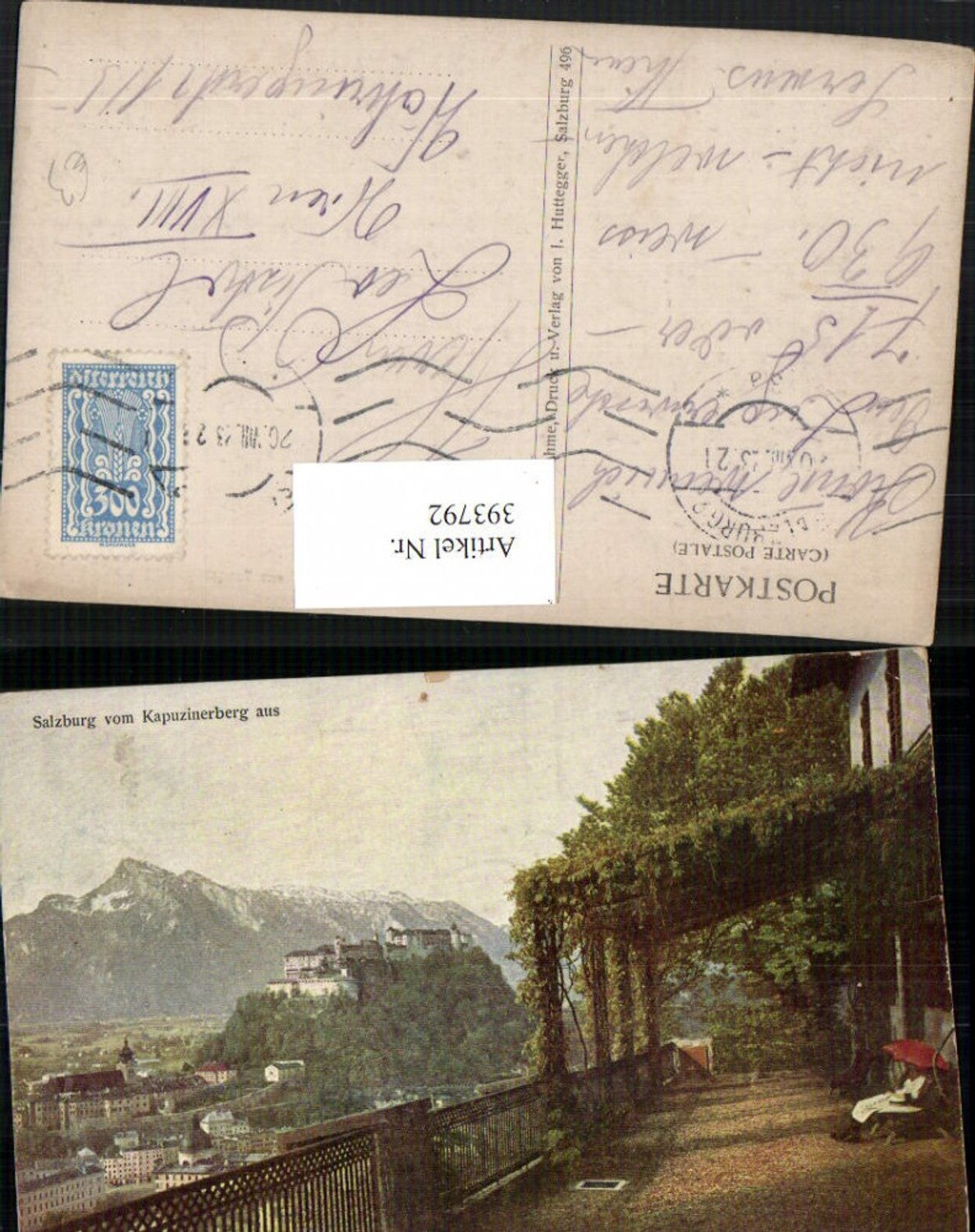 393792,Salzburg Teilansicht m. Festung vom Kapuzinerberg Bergkulisse