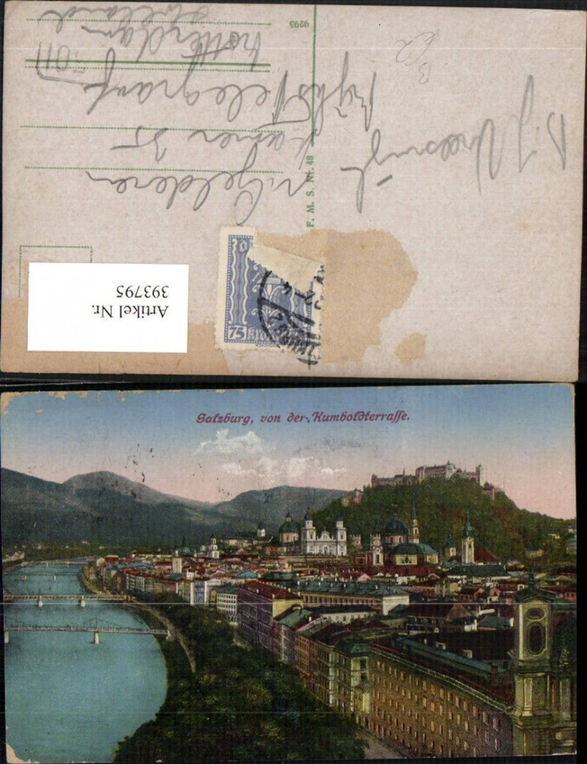 393795,Salzburg Totale m. Festung von d. Humboldt-Terrasse