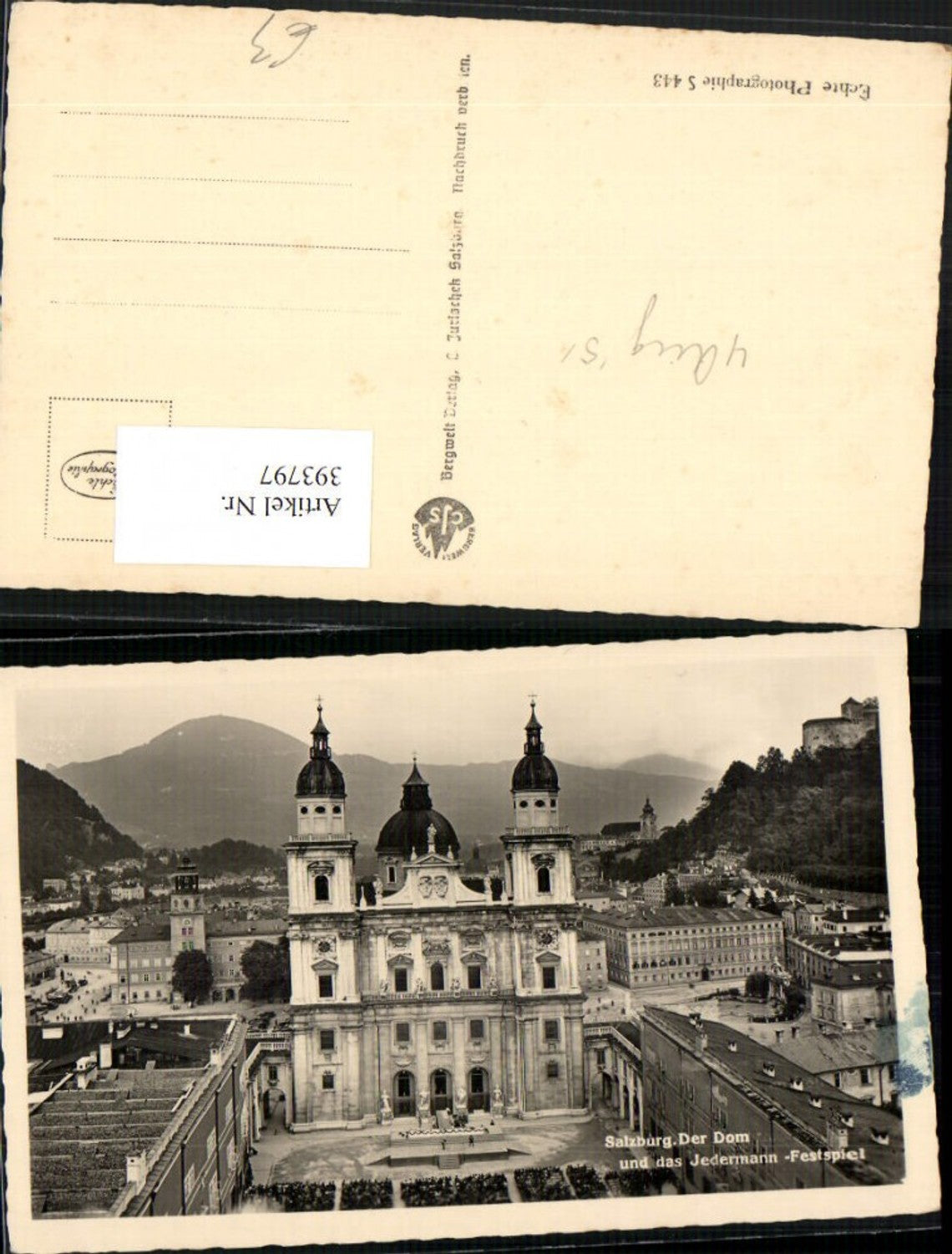 393797,Salzburg Teilansicht Dom Kirche m. Jedermann-Festspiel