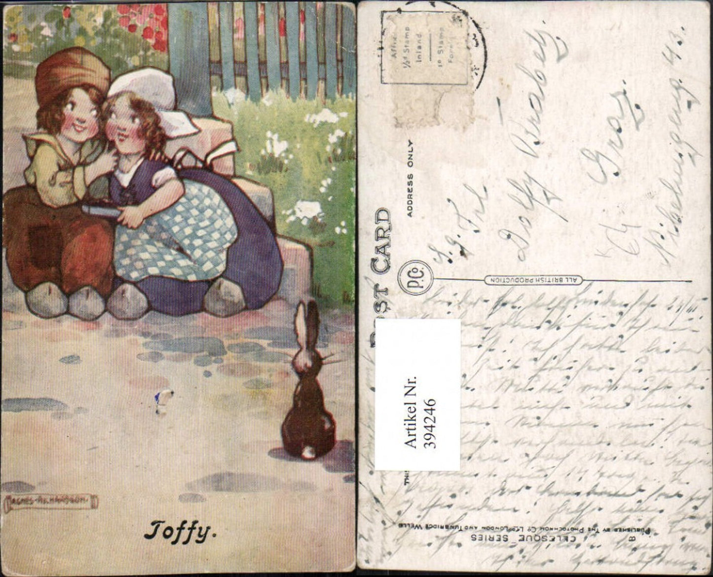 394246,Künstler AK Agnes Richardson Toffy Holländische Kinder Zuckerl Hase