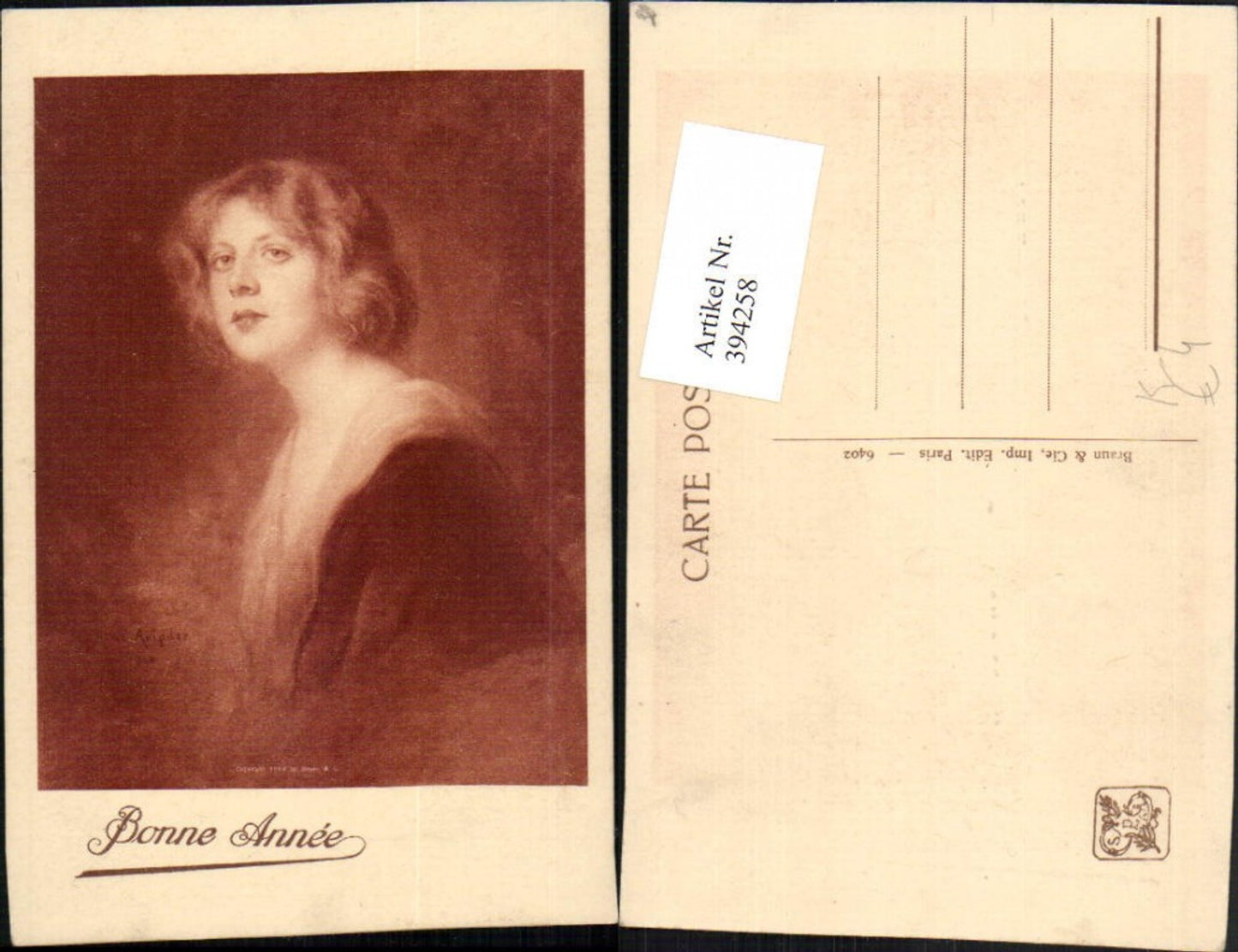 394258,Künstler AK Arigdor Bonne Annee Frau Portrait