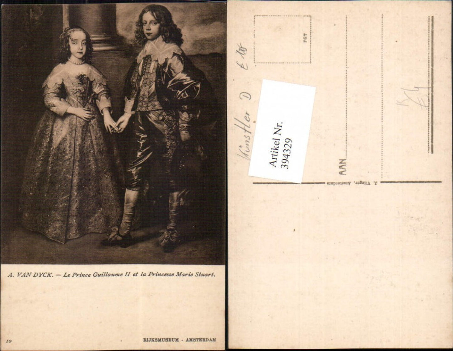 394329,Künstler AK A. Van Dyck Le Prince Guillaume II et la Princesse Marie Stuart