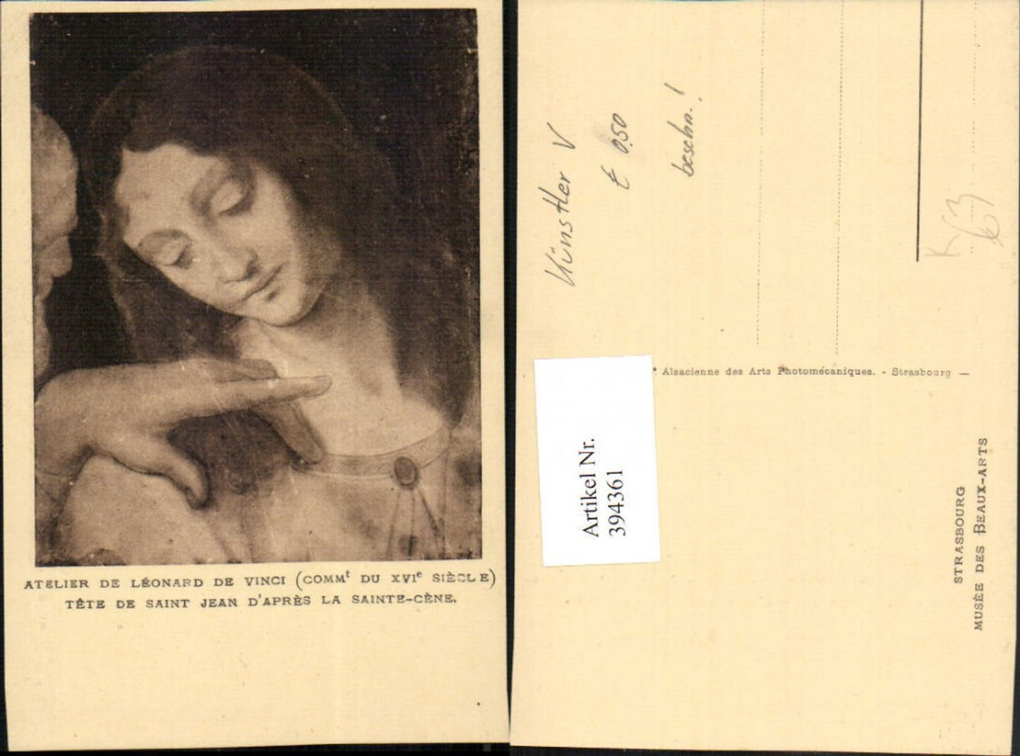 394361,Künstler AK Leonardo da Vinci Saint Jean Apres la Sainte-Cene Portrait