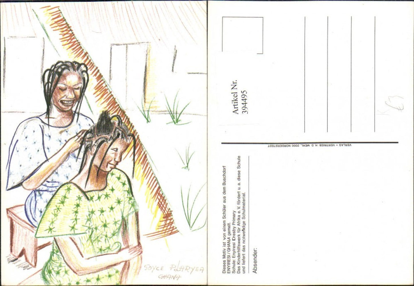 394495,Künstler AK Goyce P. Laryea Ghana Volkstypen Haare flechten