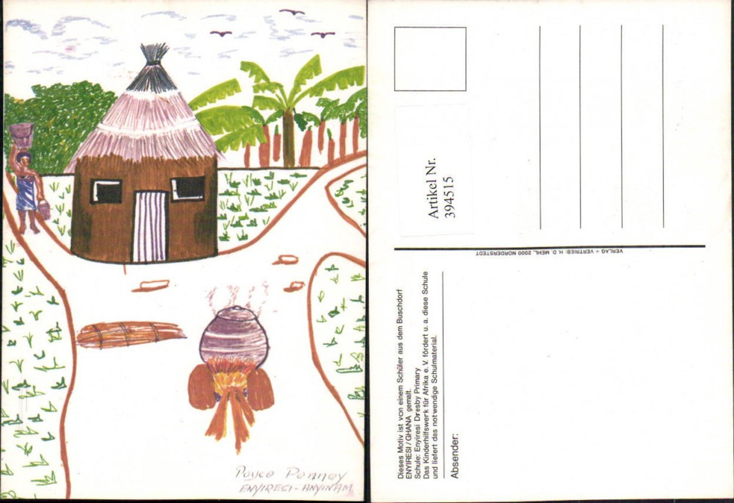 394515,Künstler AK Poyce Penney Enyiresi Anyinam Afrika Hütte Feuerstelle Topf