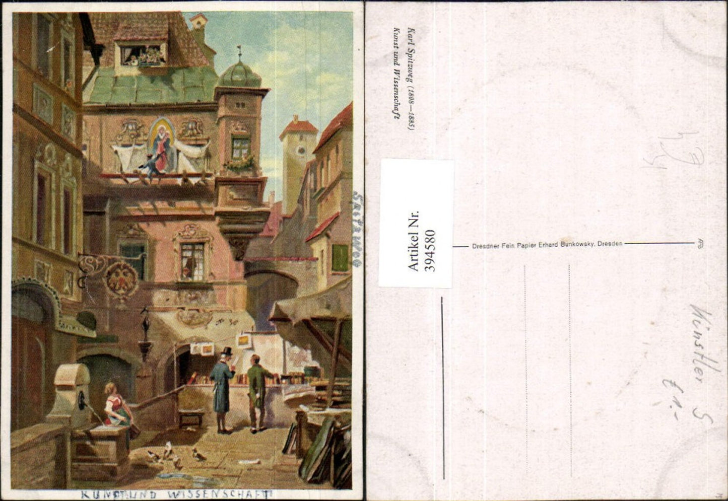 394580,Künstler AK Karl Spitzweg Kunst und Wissenschaft Brunnen Erker