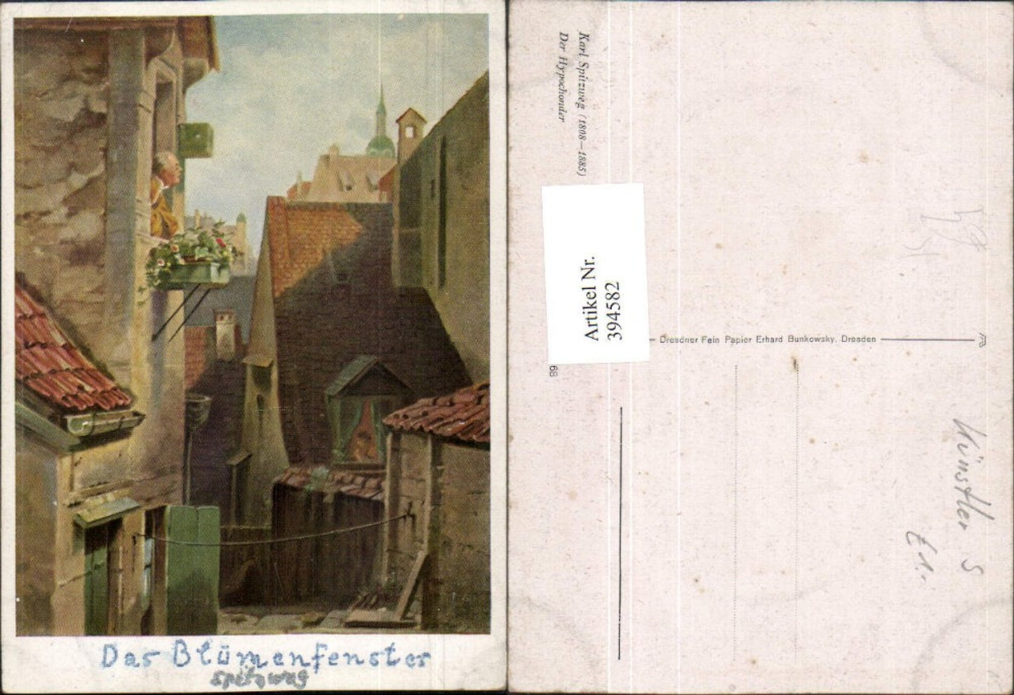 394582,Künstler AK Karl Spitzweg Der Hypochonder Stadt Gasse