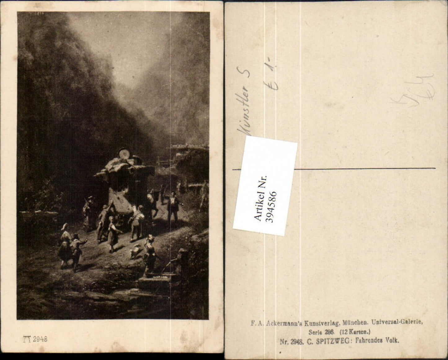 394586,Künstler AK C. Spitzweg Fahrendes Volk pub A. Ackermann 2948