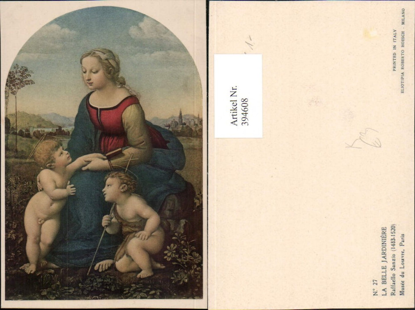 394608,Künstler AK Raffaello Sanzio La Belle Jardiniere Die schöne Gärtnerin Religion