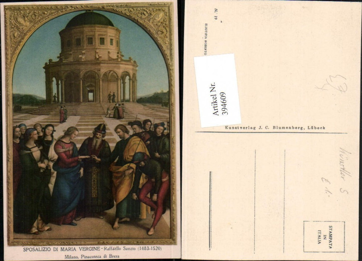 394609,Künstler AK Raffaello Sanzio Sposalizio di Maria Vergine Religion