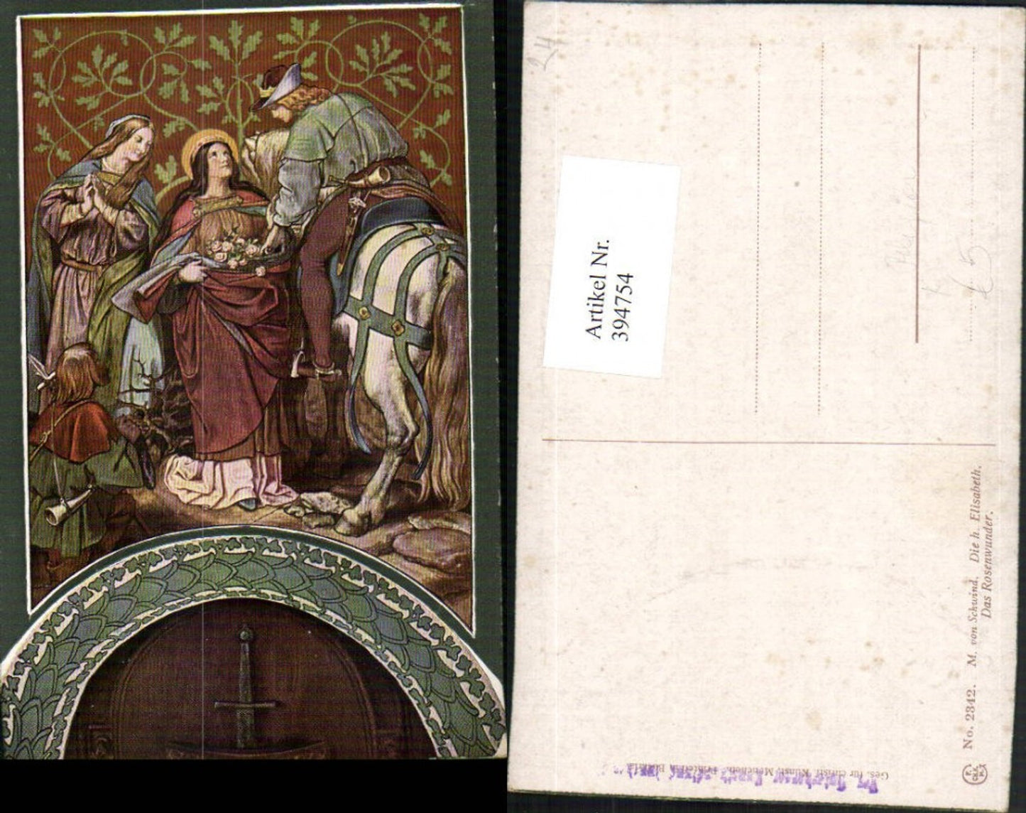 394754,Künstler AK M. v. Schwind Hl. Elisabeth Rosenwunder Religion