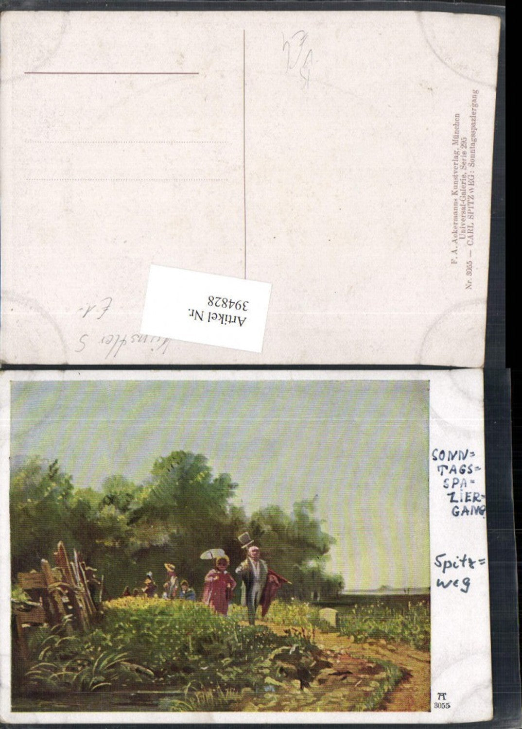 394828,Künstler AK Carl Spitzweg Sonntagsspaziergang pub A. Ackermann 3055