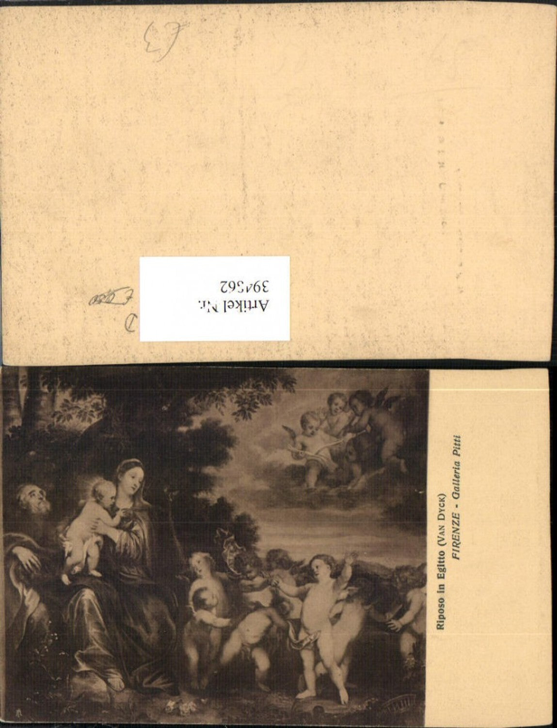 394862, Artist AK Van Dyck Riposo in Egitto Maria Jesus Angels Religion