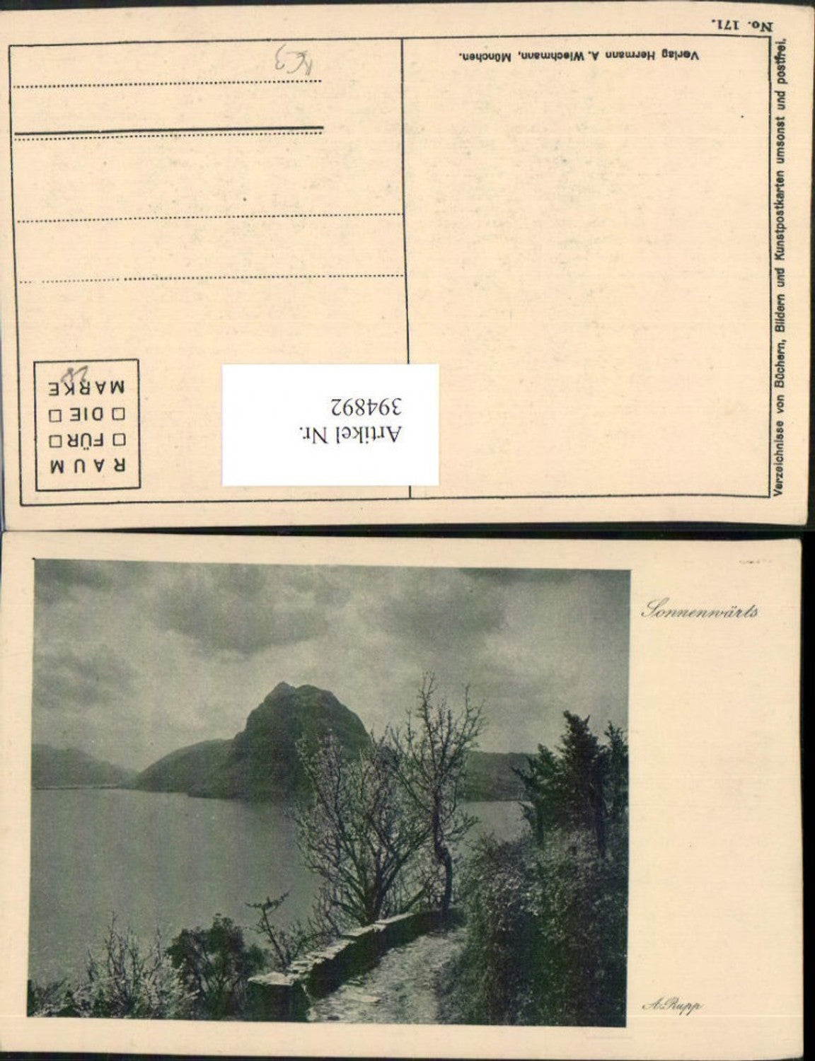 394892,Künstler AK A. Rupp Sonnenwärts Landschaft Wegpartie