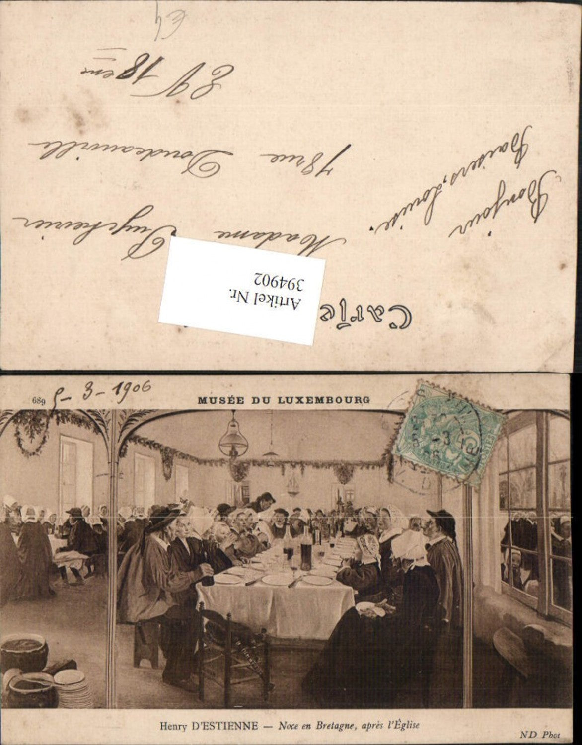 394902,Künstler AK Henry d#Estienne Noce en Bretagne apres Eglise Tischrunde