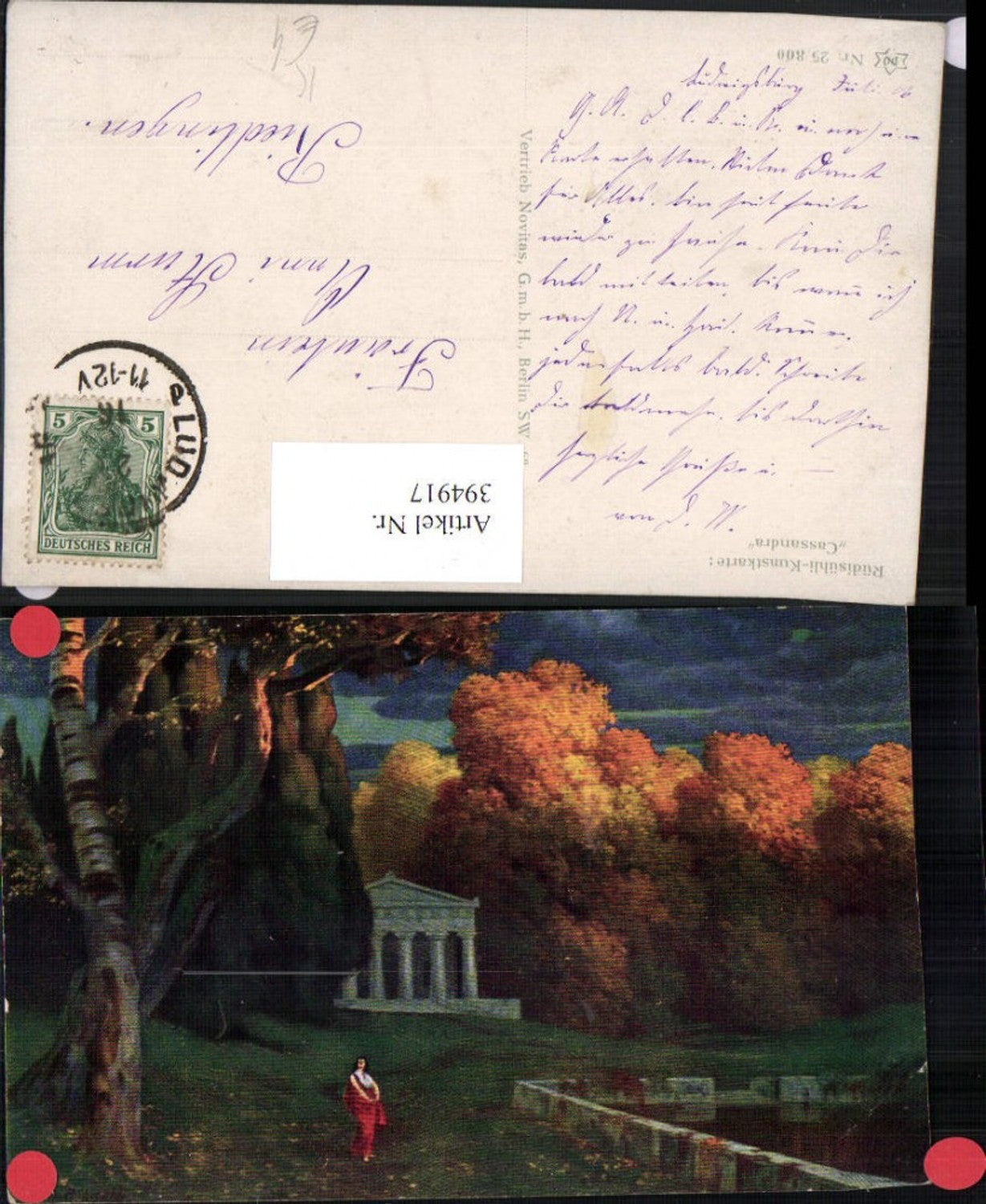 394917,Künstler AK Rüdisühli Cassandra Landschaft Tempel pub Novolito 25/800