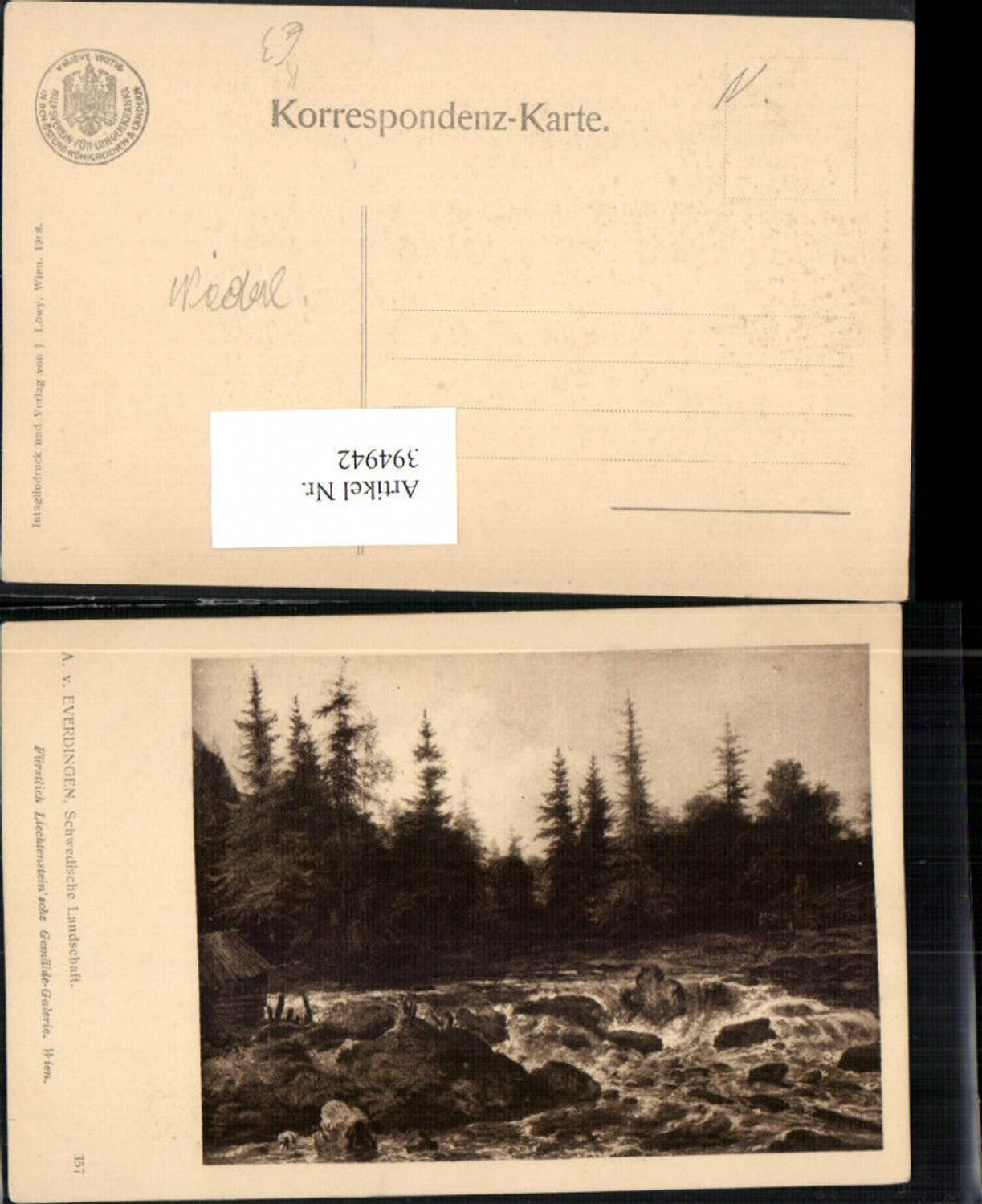 394942,Künstler AK A. v. Everdingen Schwedische Landschaft Bach