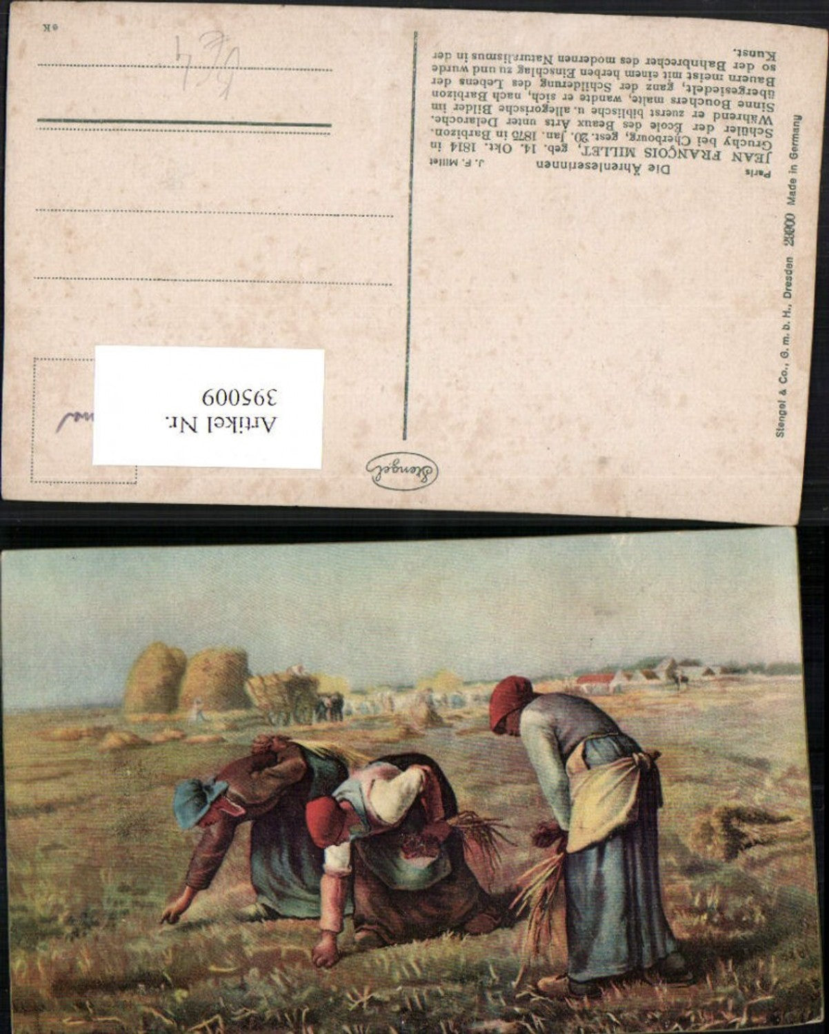 395009,Künstler AK Jean Francois Millet Die Ährenleserinnen Bauern pub Stengel 29900