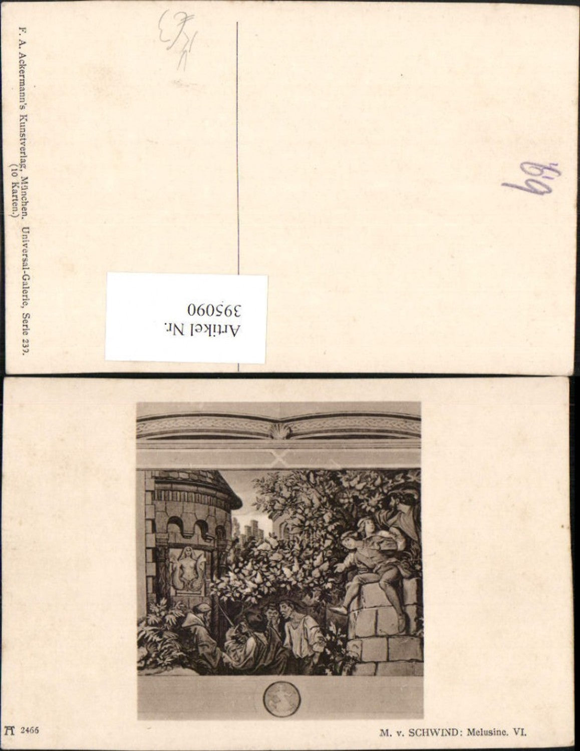 395090,Künstler AK M. v. Schwind Melusine Personen pub A. Ackermann 2466