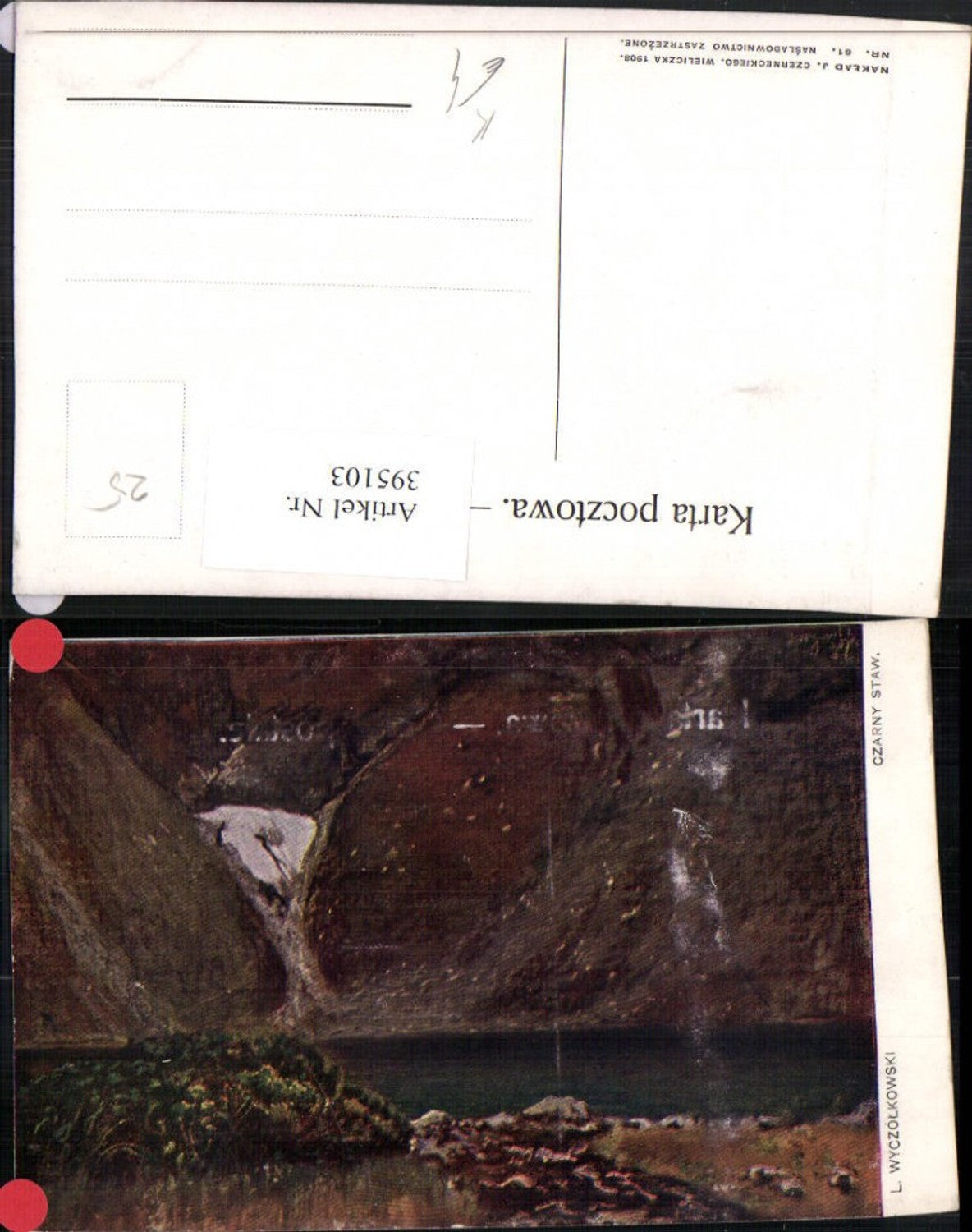 395103,Künstler AK L. Wyczolkowski Czarny Staw See Partie