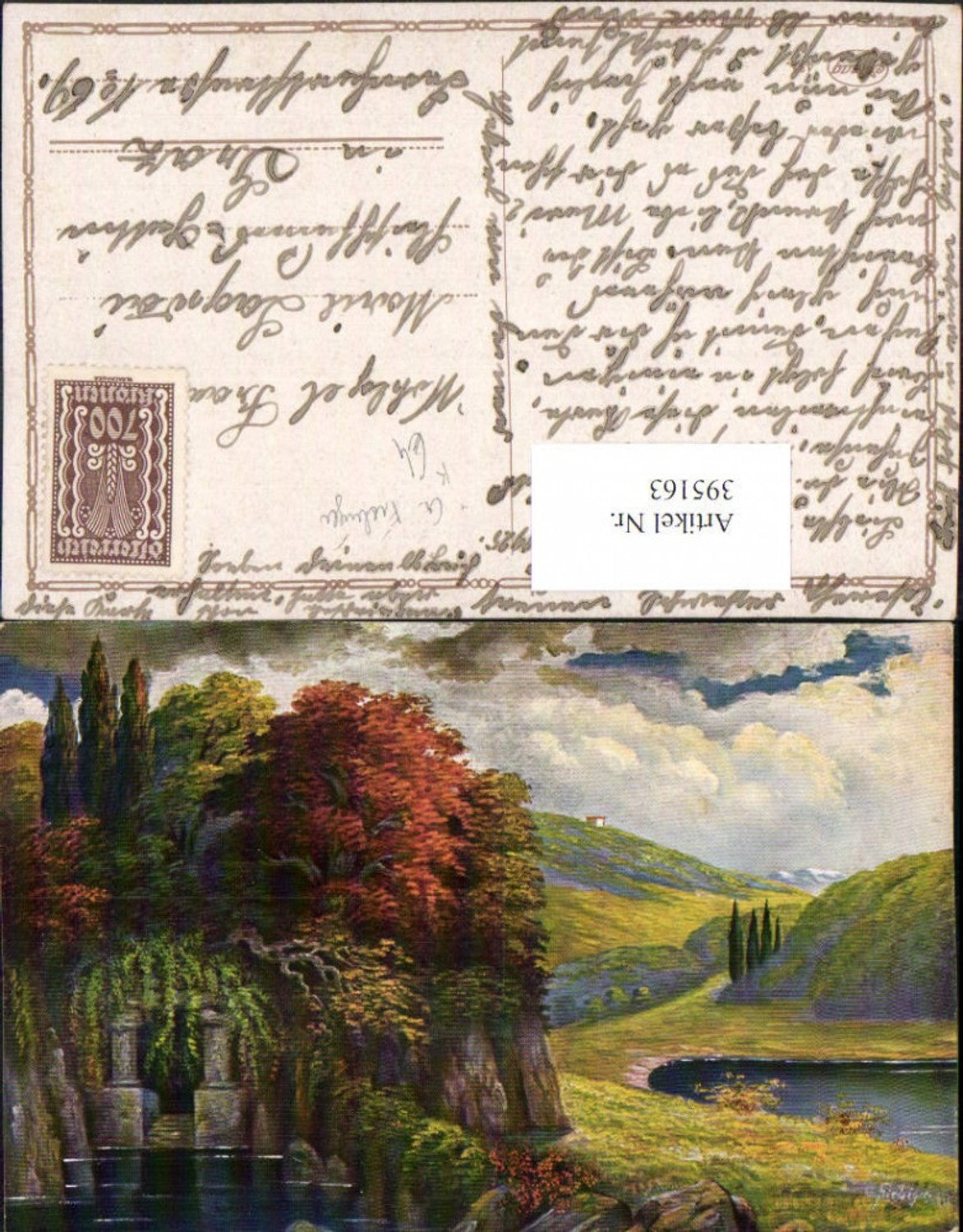 395163,Künstler AK G. Fiebiger Landschaft Höhle