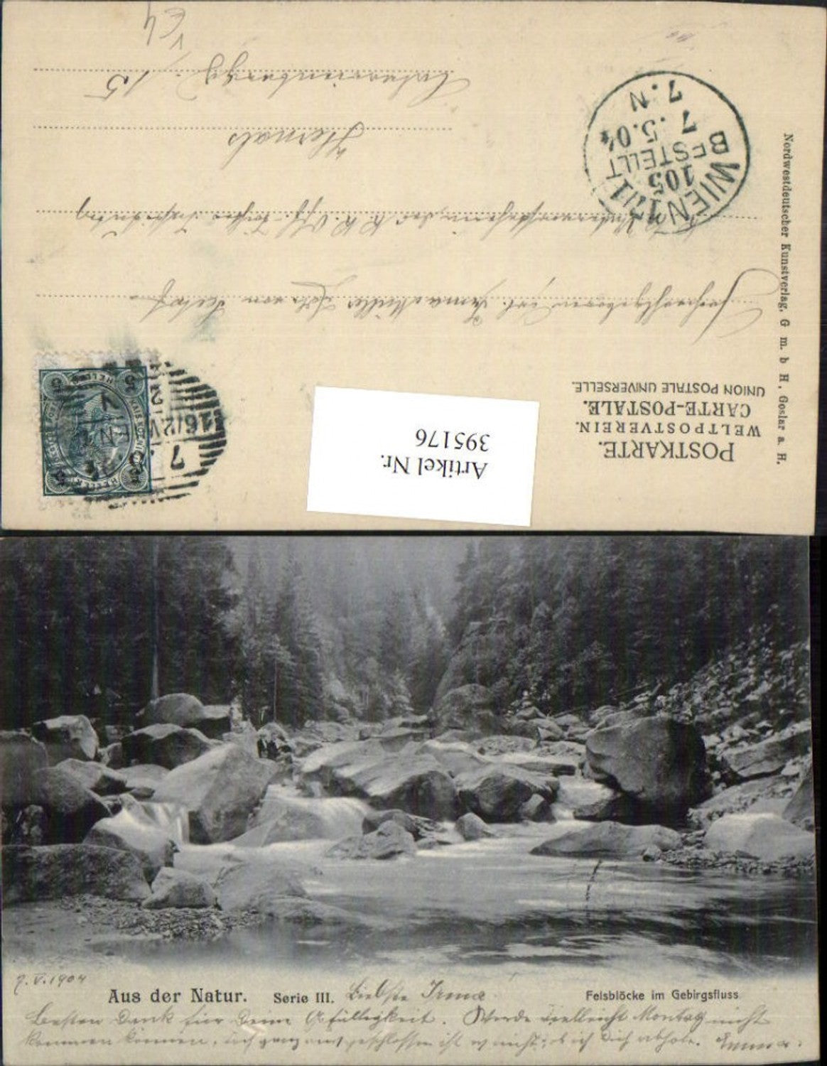 395176,Künstler AK Felsblöcke im Gebirgsfluss Fluss pub Nordwestdeutscher Kunstverlag