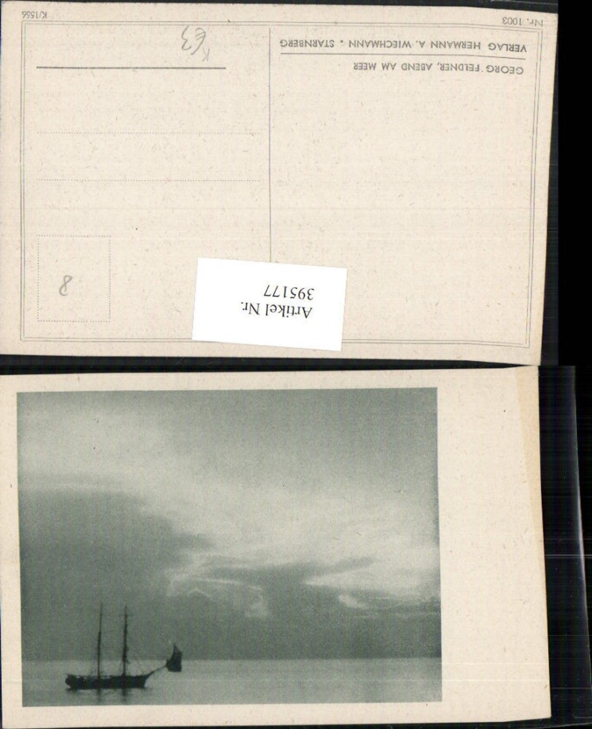 395177,Künstler AK Georg Feldner Abend am Meer Segelschiff Schiff