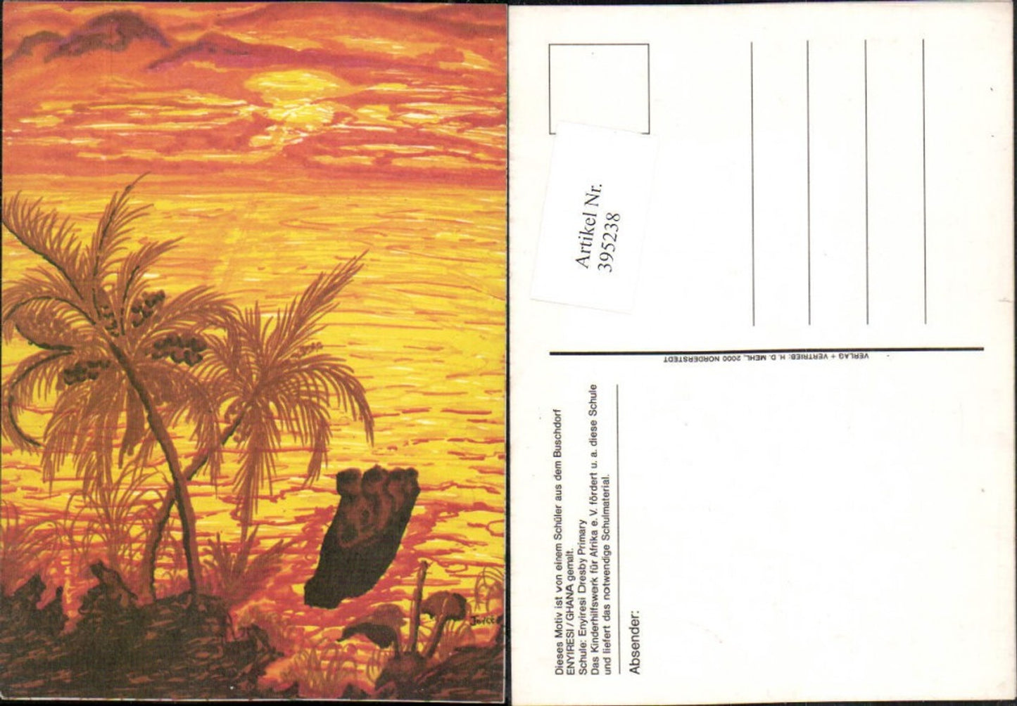 395238,Künstler AK Enyiresi Ghana Meer Palmen Boot