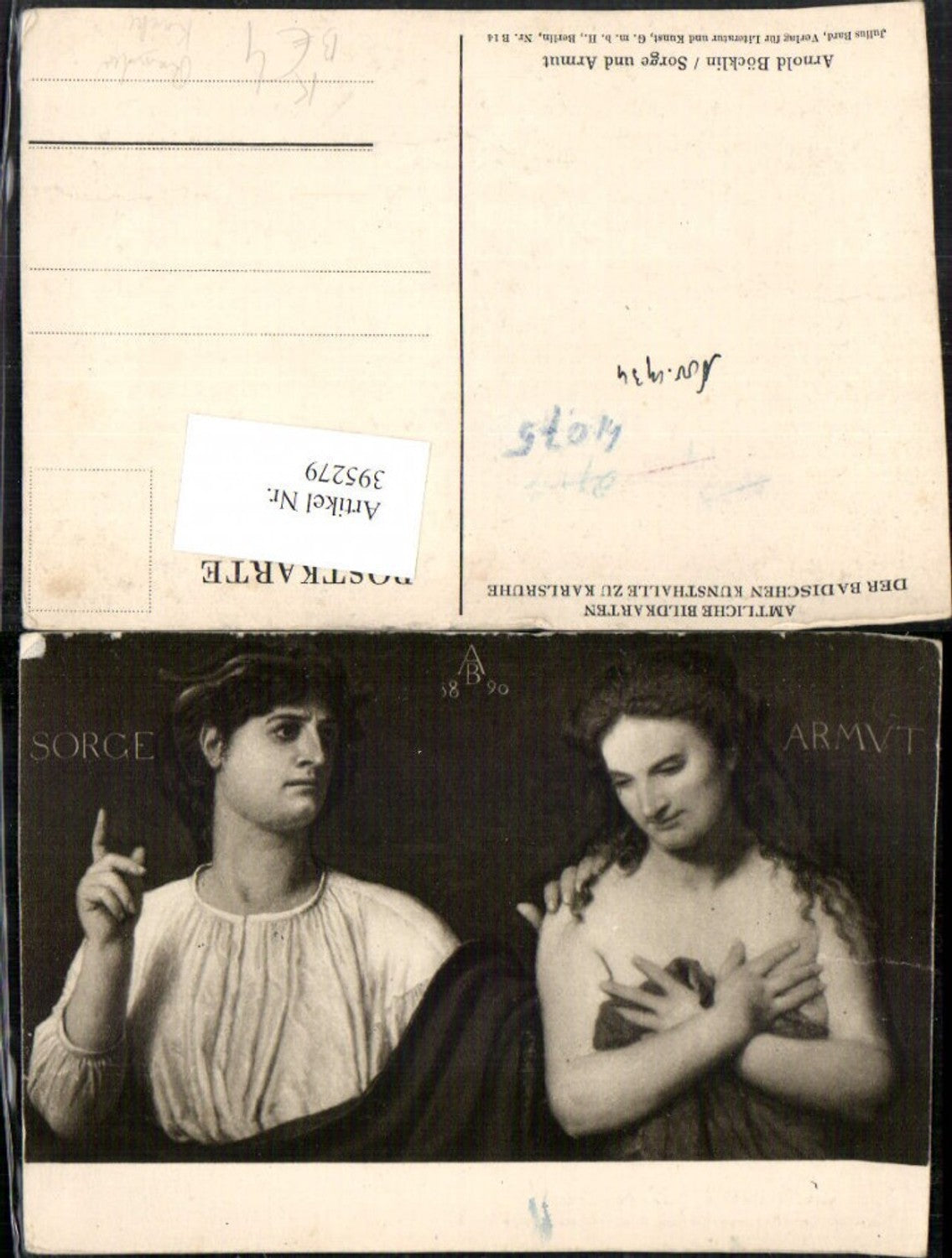 395279,Künstler AK Arnold Böcklin Sorge und Armut