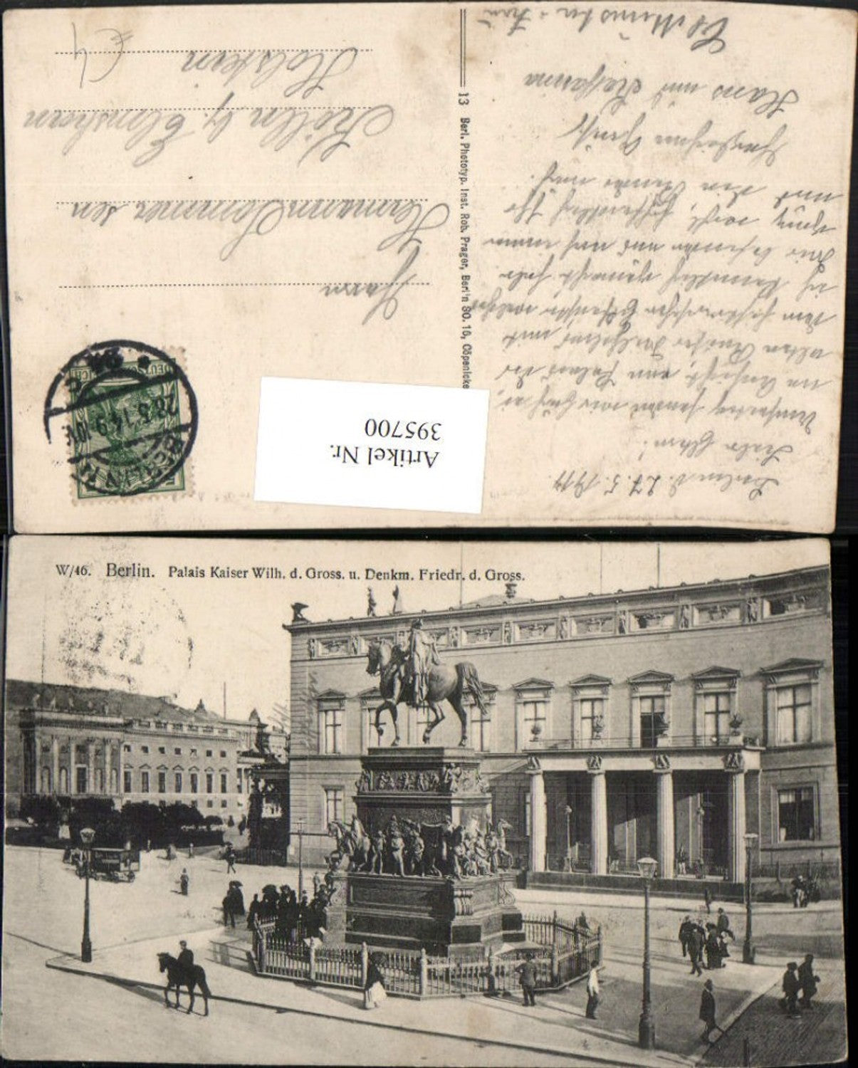 395700,Berlin Palais Kaiser Wilhelm d. Großen u. Denkmal Friedrich Statue