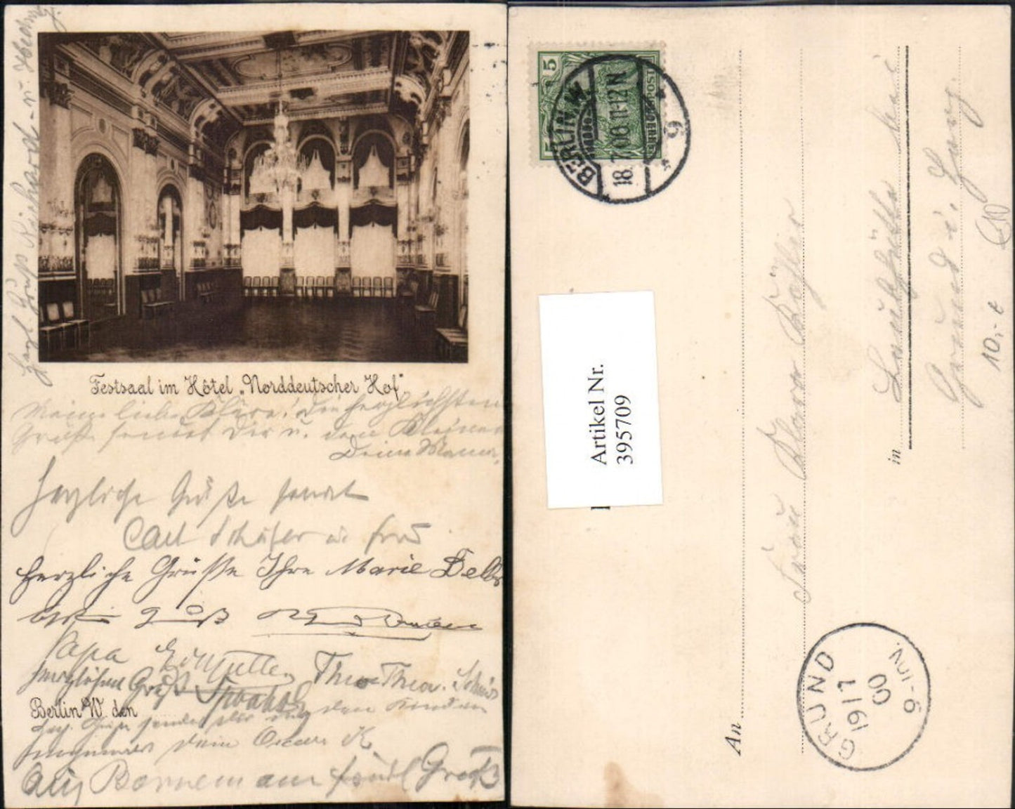 395709,Berlin Hotel Norddeutscher Hof Festsaal Innenansicht