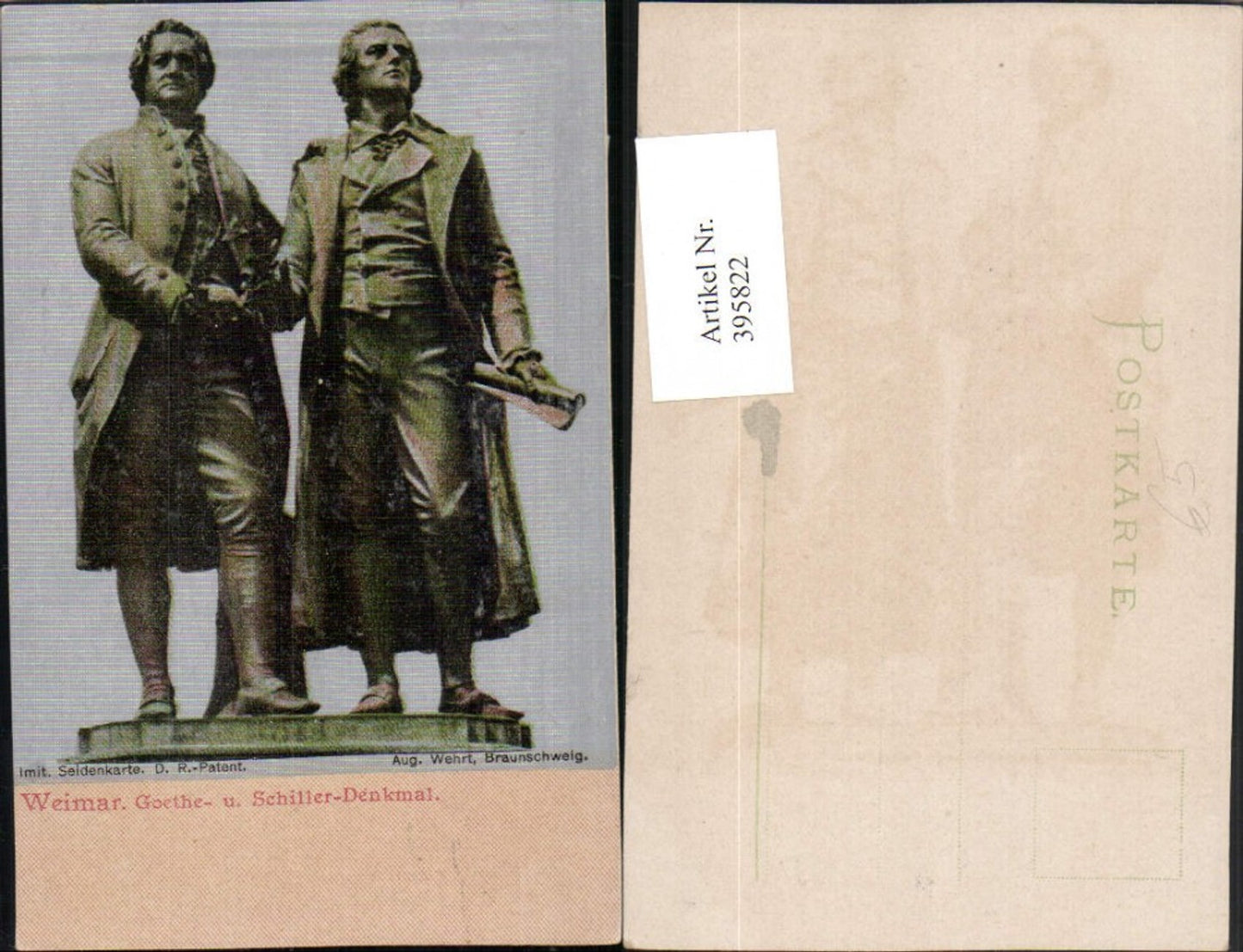 395822,Schillerkarte Weimar Goethe- und Schiller-Denkmal Statuen