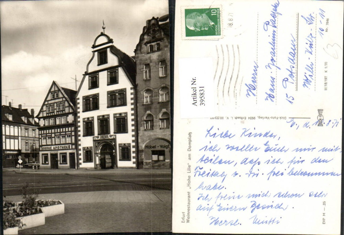 395831,Erfurt Weinrestaurant Hohe Lilie am Domplatz