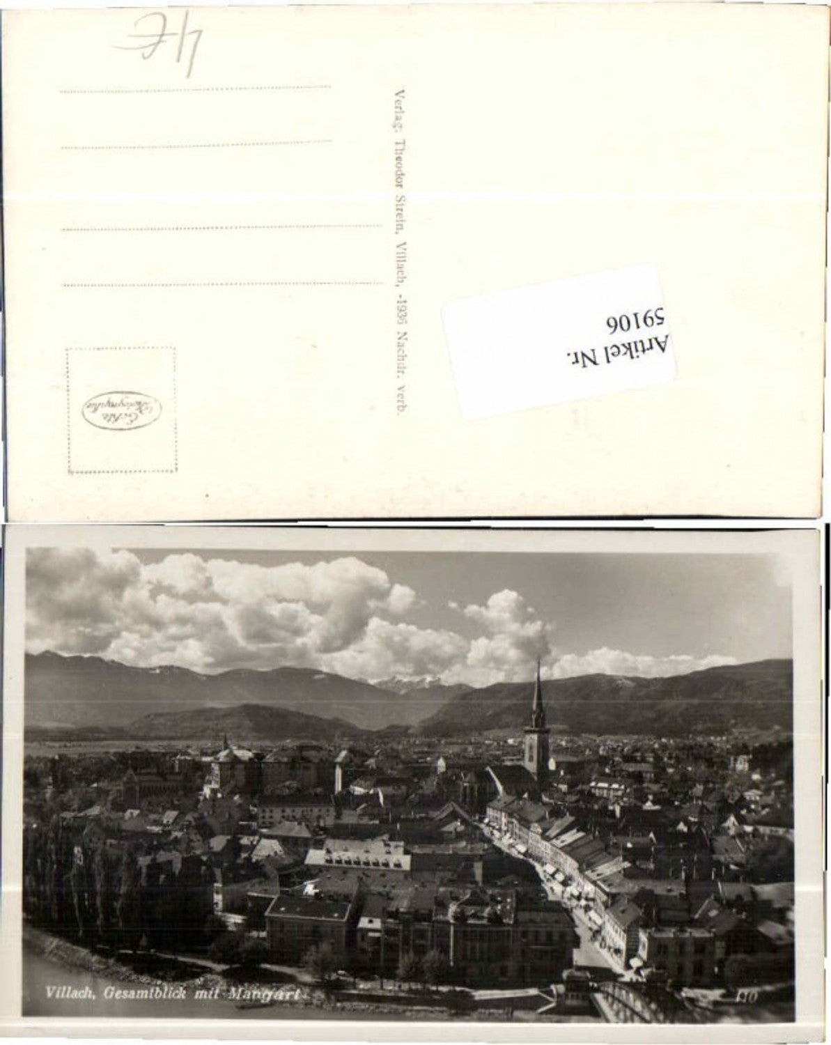 59106,Villach Totale m. Mangart 1936