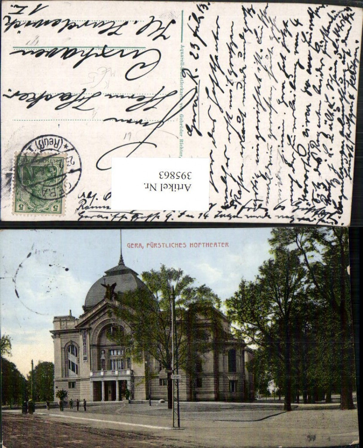 395863, Artist AK Gebrüder Richter Gera Princely Court Theatre