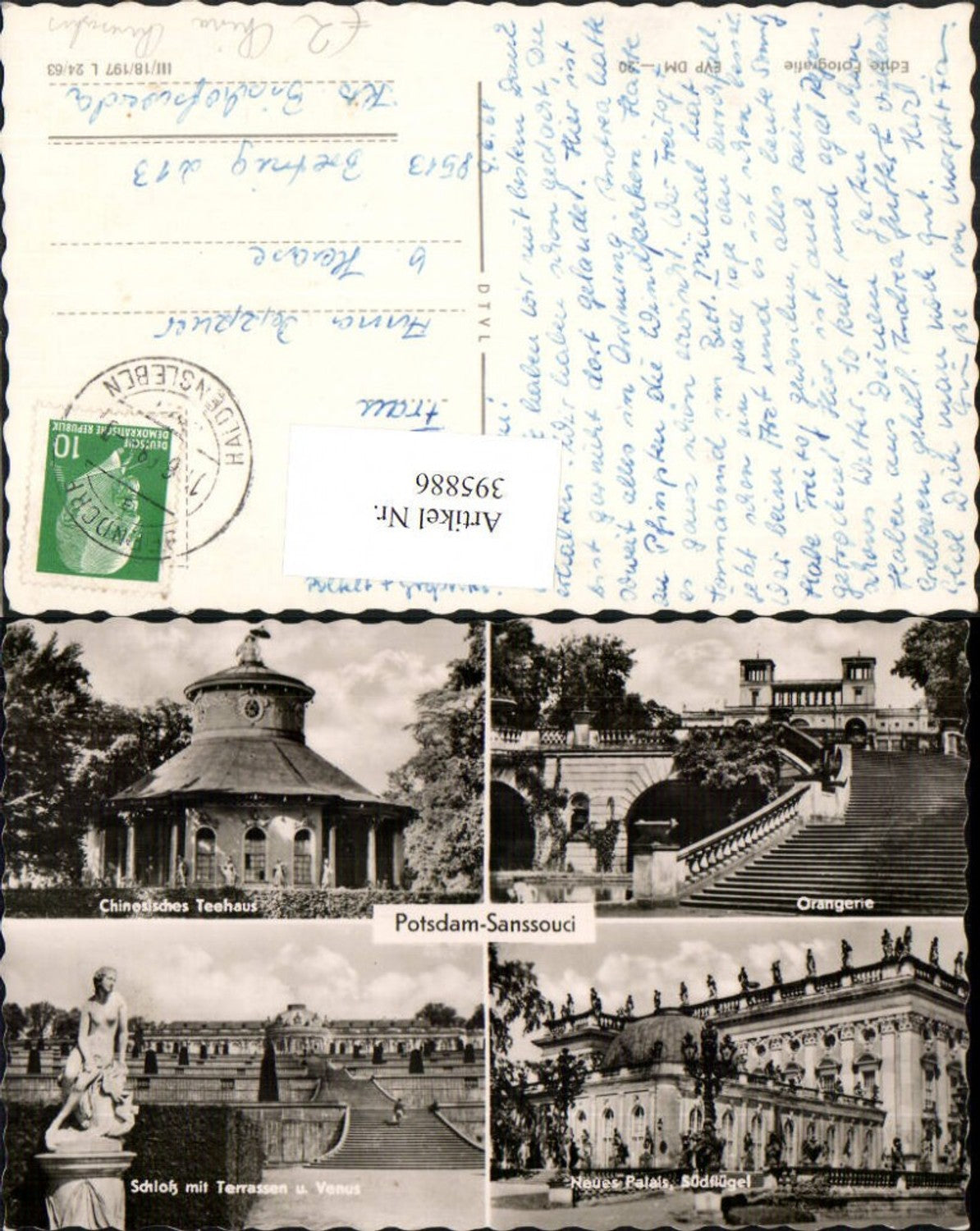 395886, Potsdam Sanssouci Palace Venus Statue Chinese Tea House Multi-view postcard