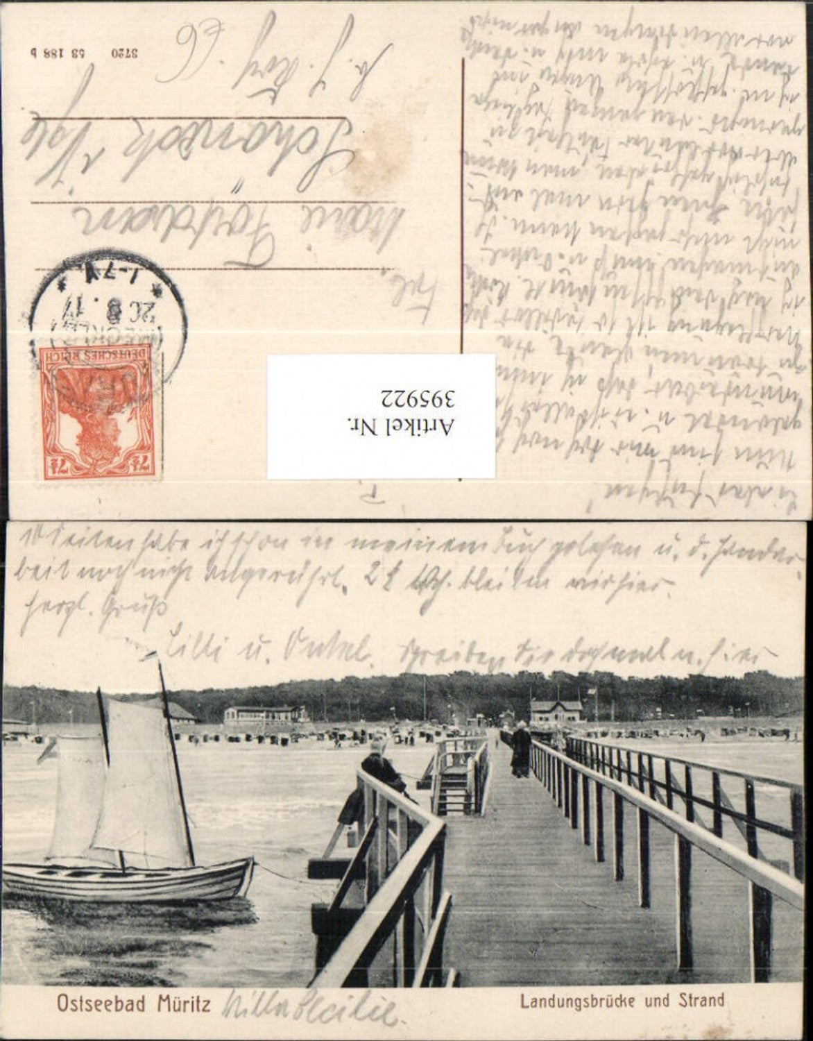 395922,Ostseebad Müritz Landungsbrücke u. Strand Segelboot