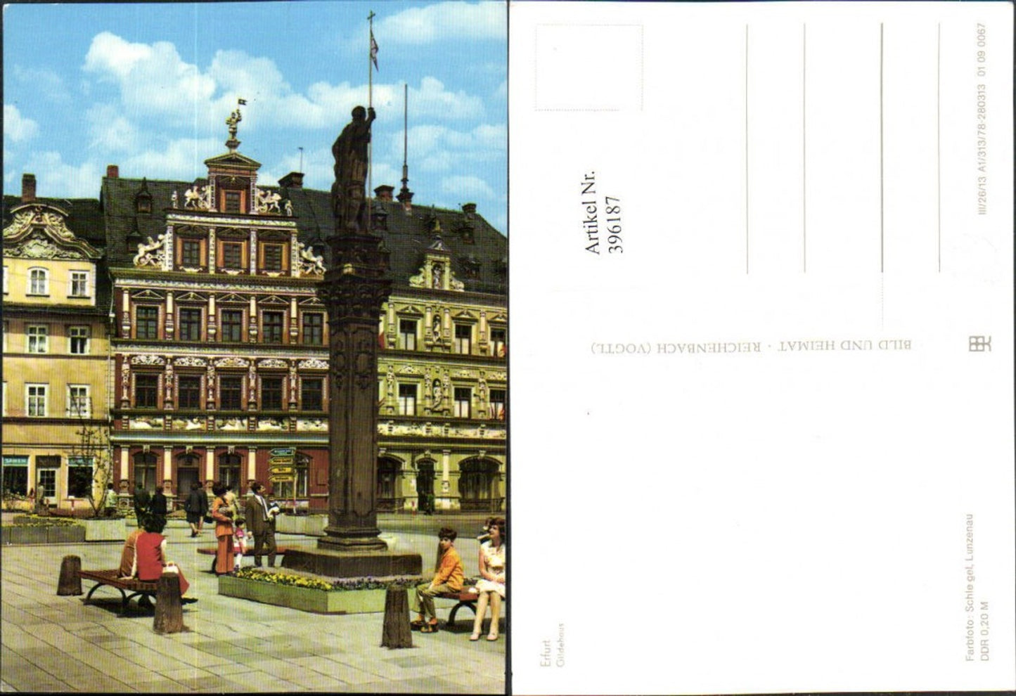 396187, Erfurt Guildhall Column Statue pub VEB
