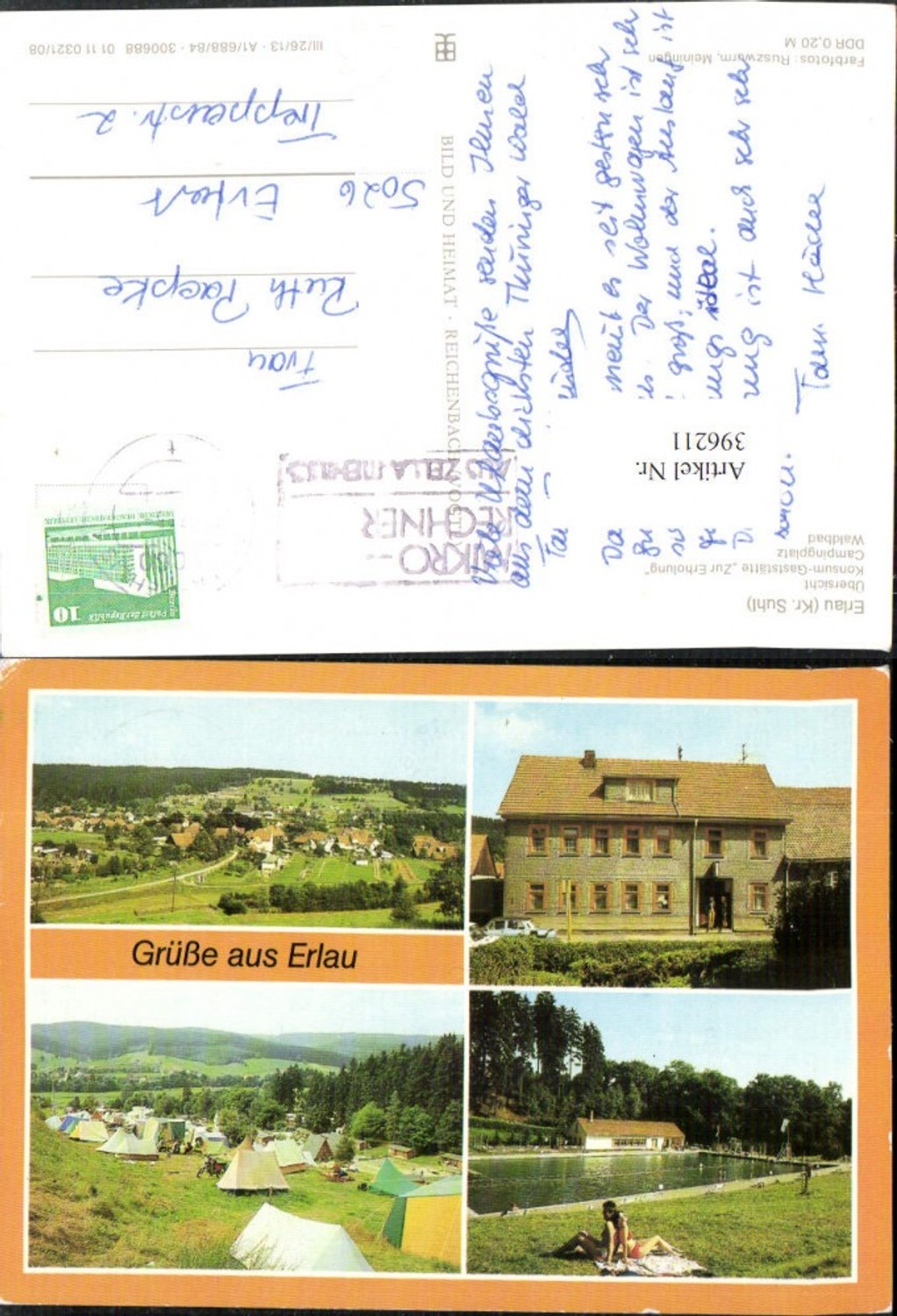 396211,Erlau Totale Campingplatz Zelte Freibad Mehrbildkarte pub VEB