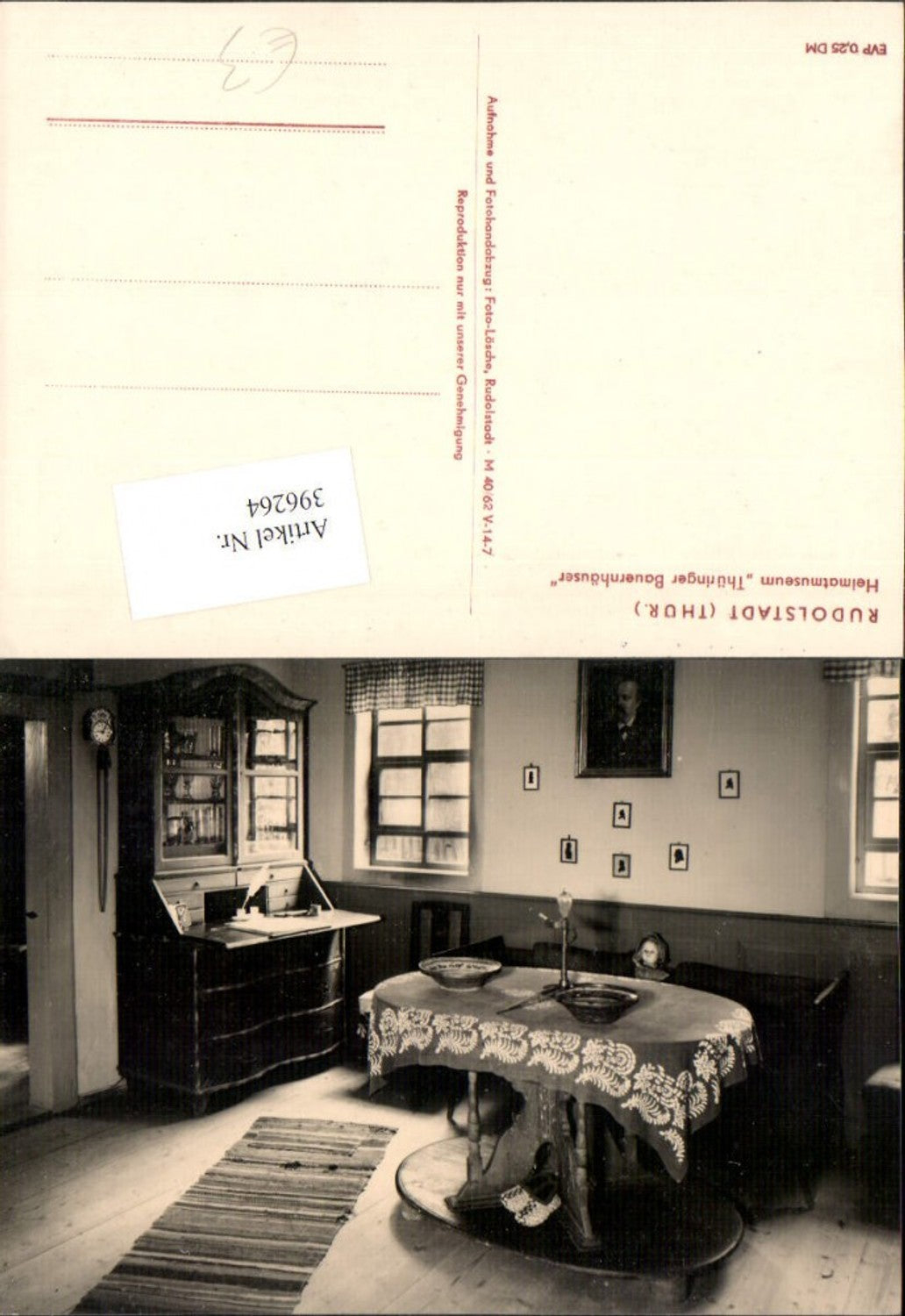 396264, Rudolstadt Local History Museum Thuringian Farmhouses Room Table Doll