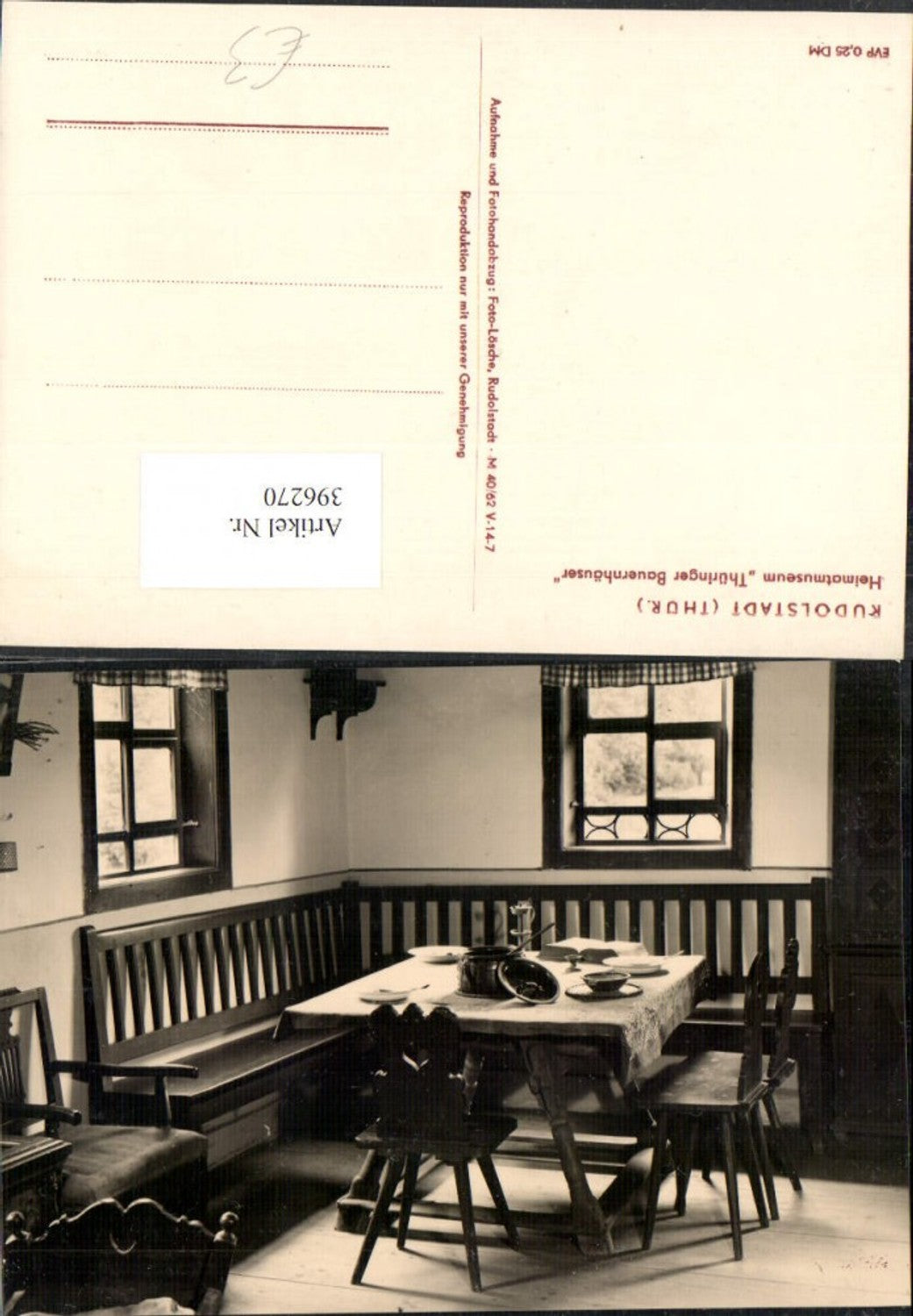 396270, Rudolstadt Local History Museum Thuringian Farmhouses Dining Table